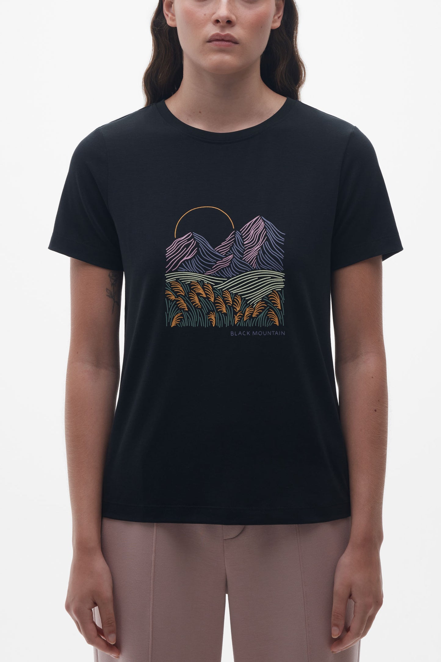 T-shirt col rond mérinos - Femme && NOIR