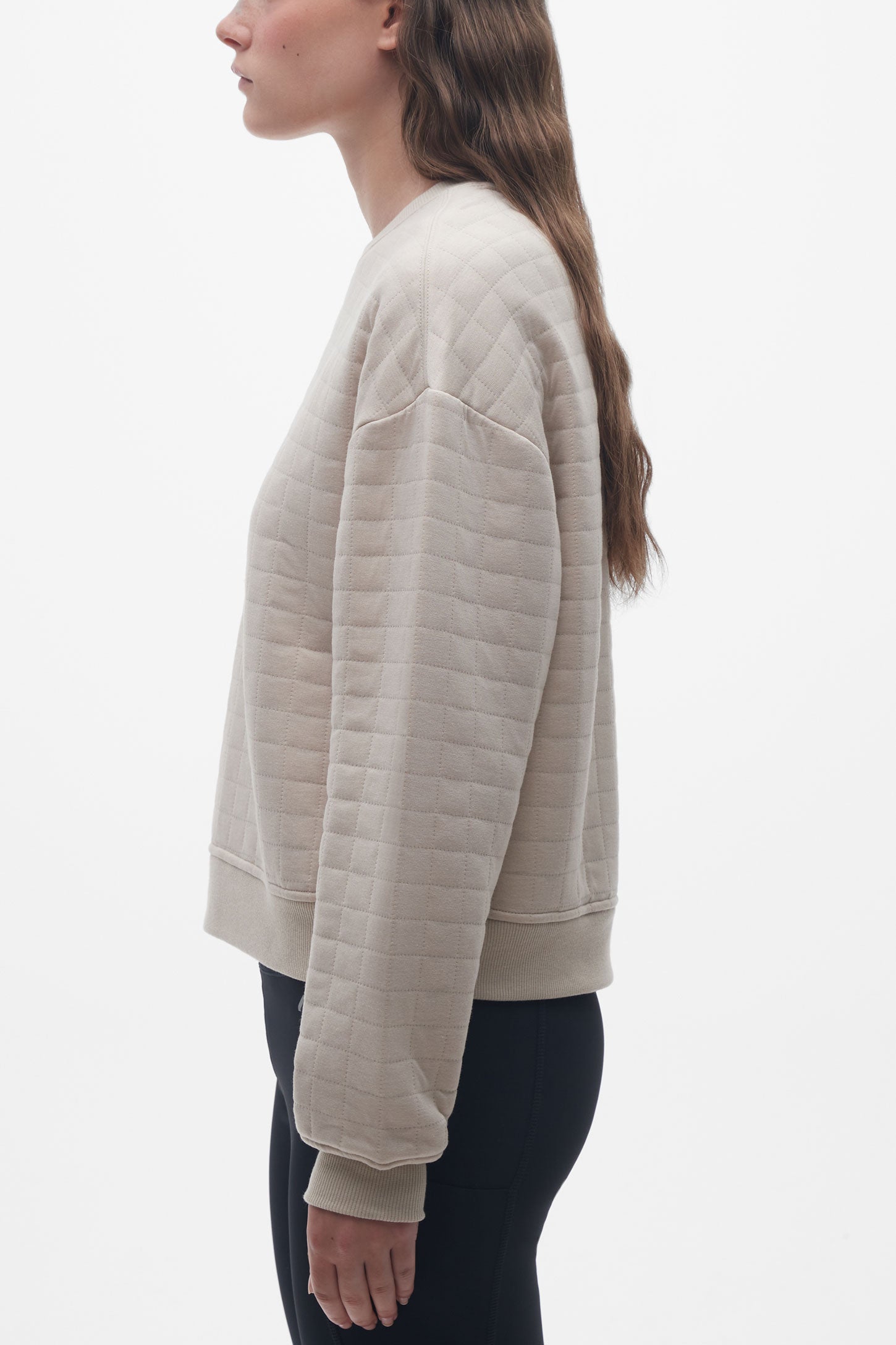Chandail col rond matelassé - Femme && BEIGE