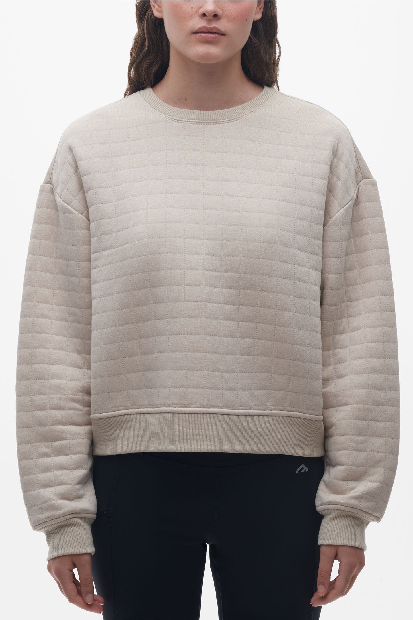Chandail col rond matelassé - Femme && BEIGE