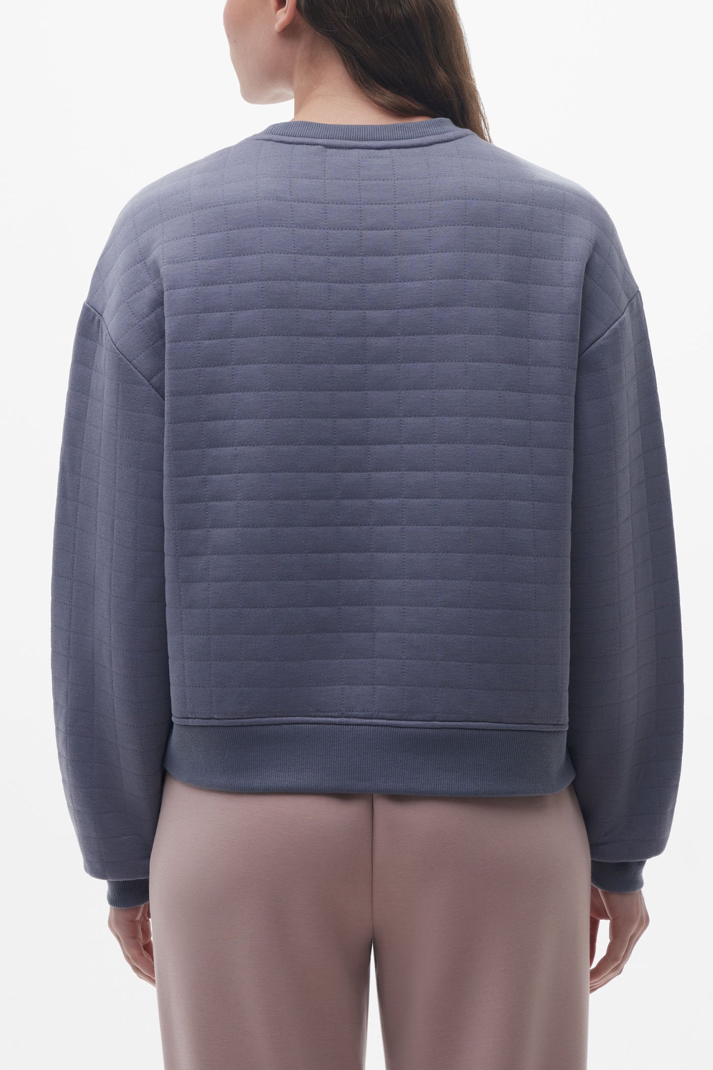 Chandail col rond matelassé - Femme && GRIS