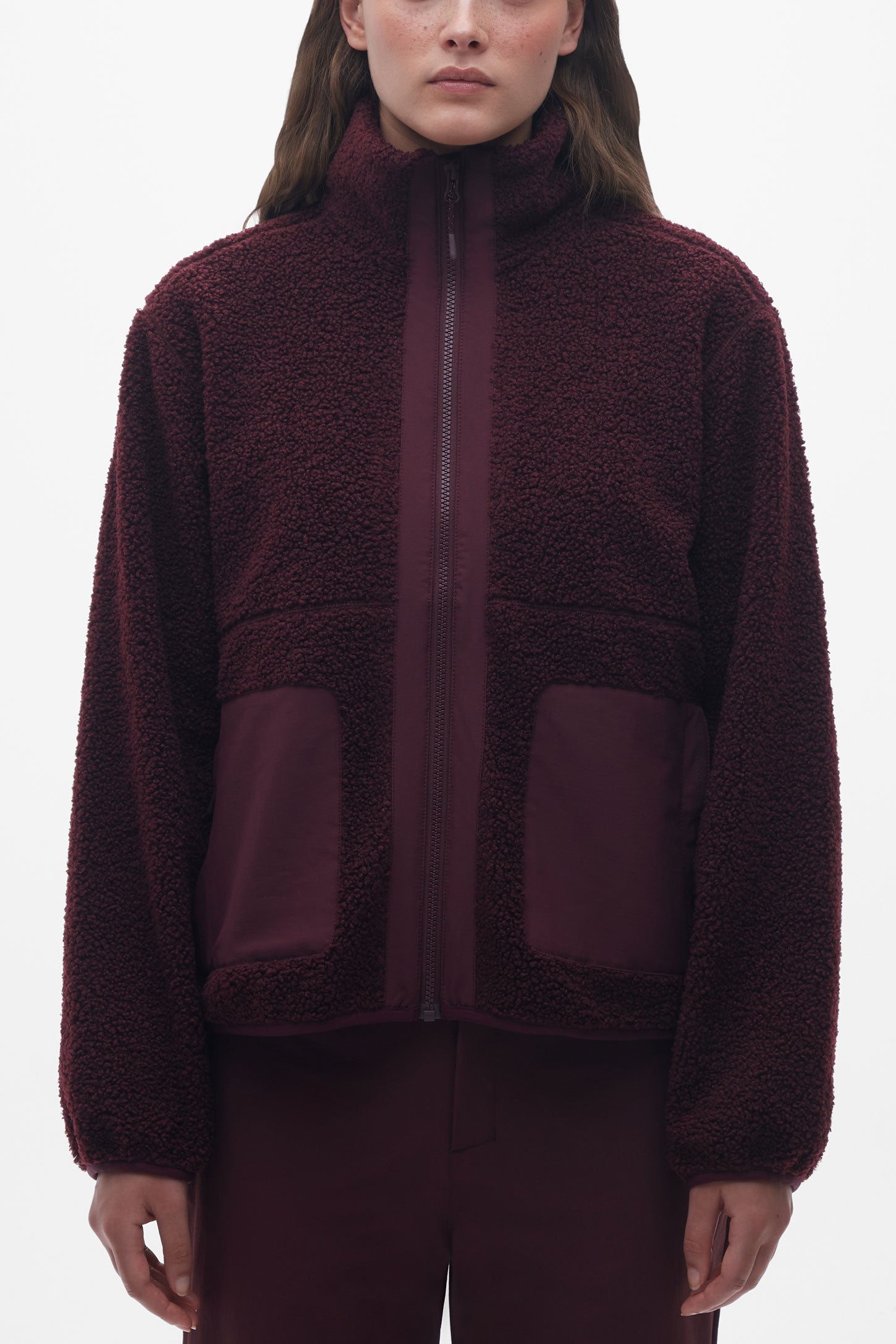 Veste en sherpa ultra-doux - Femme && ROUGE VIN