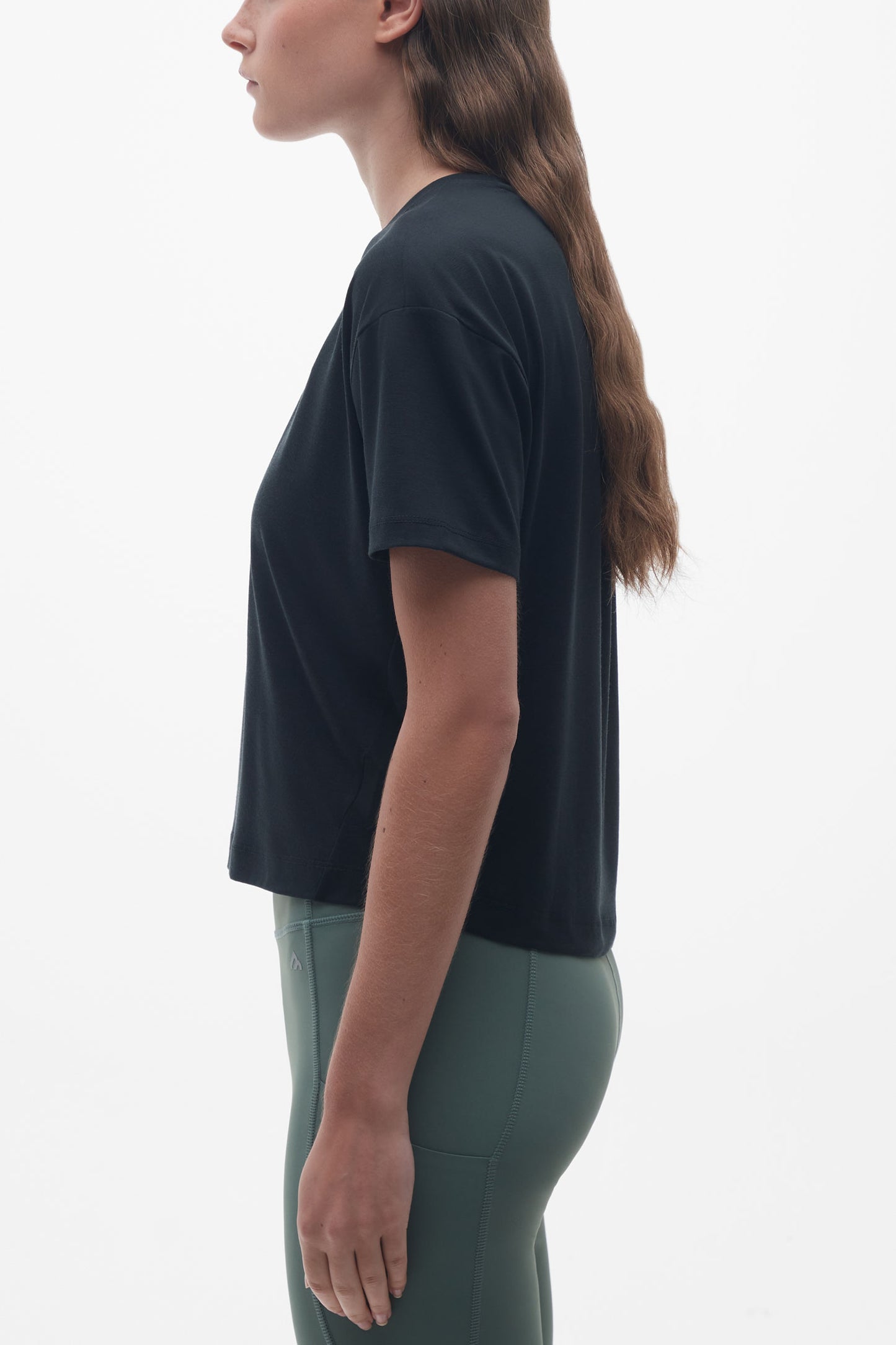 T-shirt col rond lyocell - Femme && NOIR