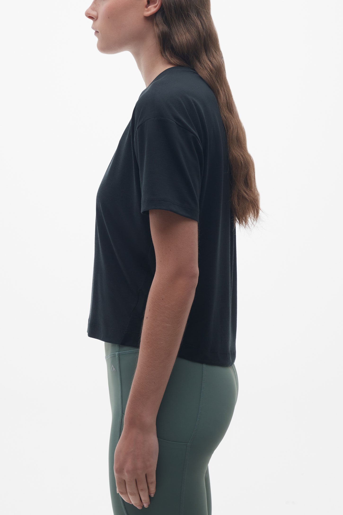T-shirt col rond lyocell - Femme && NOIR