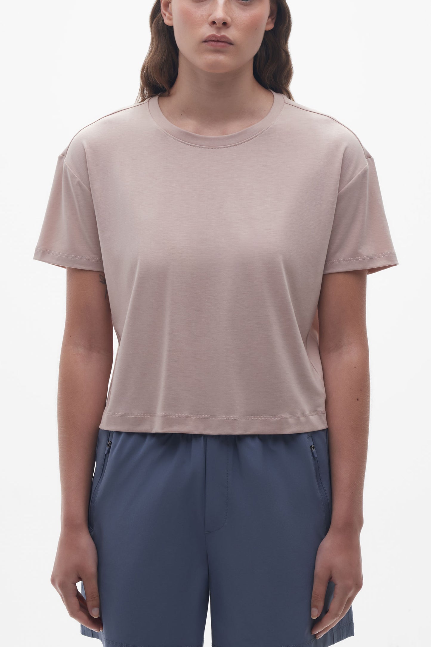 T-shirt col rond lyocell - Femme && ROSE