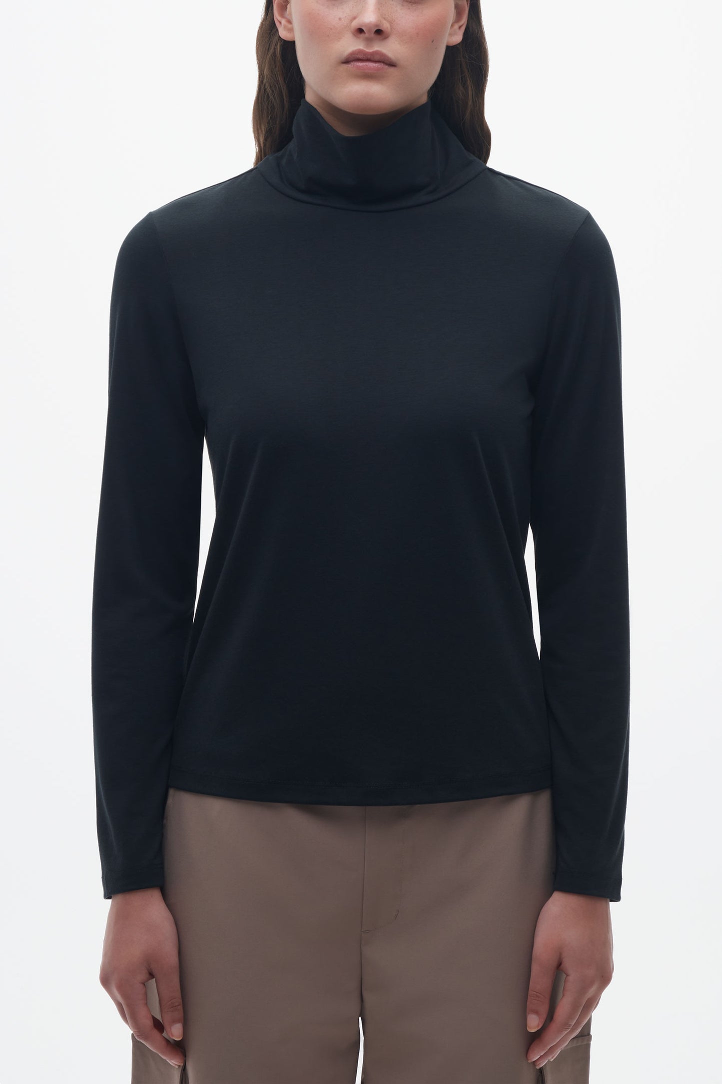 T-shirt en lyocell à manches longues - Femme && NOIR
