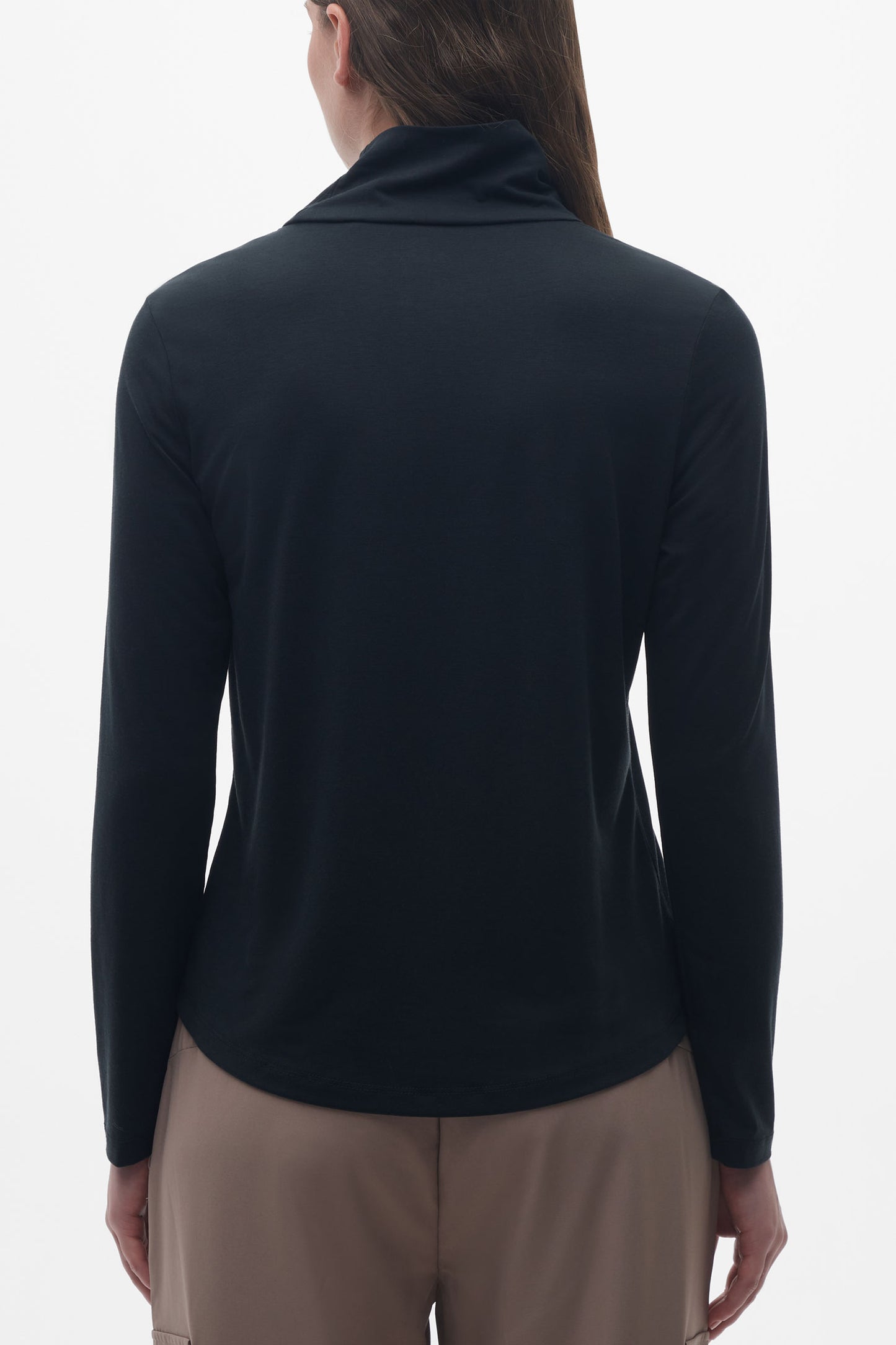 T-shirt en lyocell à manches longues - Femme && NOIR