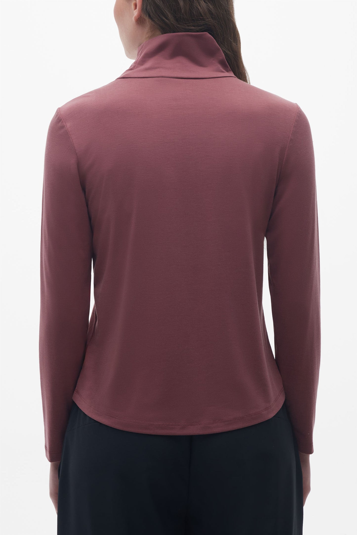 T-shirt en lyocell à manches longues - Femme && BOURGOGNE