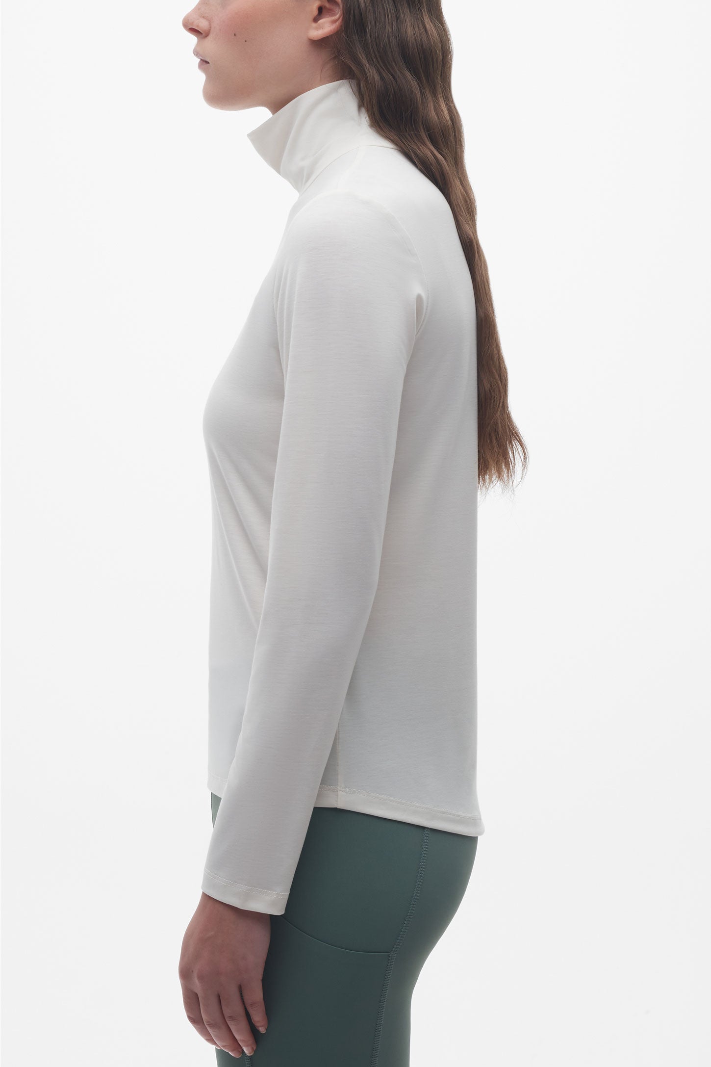 T-shirt en lyocell à manches longues - Femme && BLANC CASSÉ
