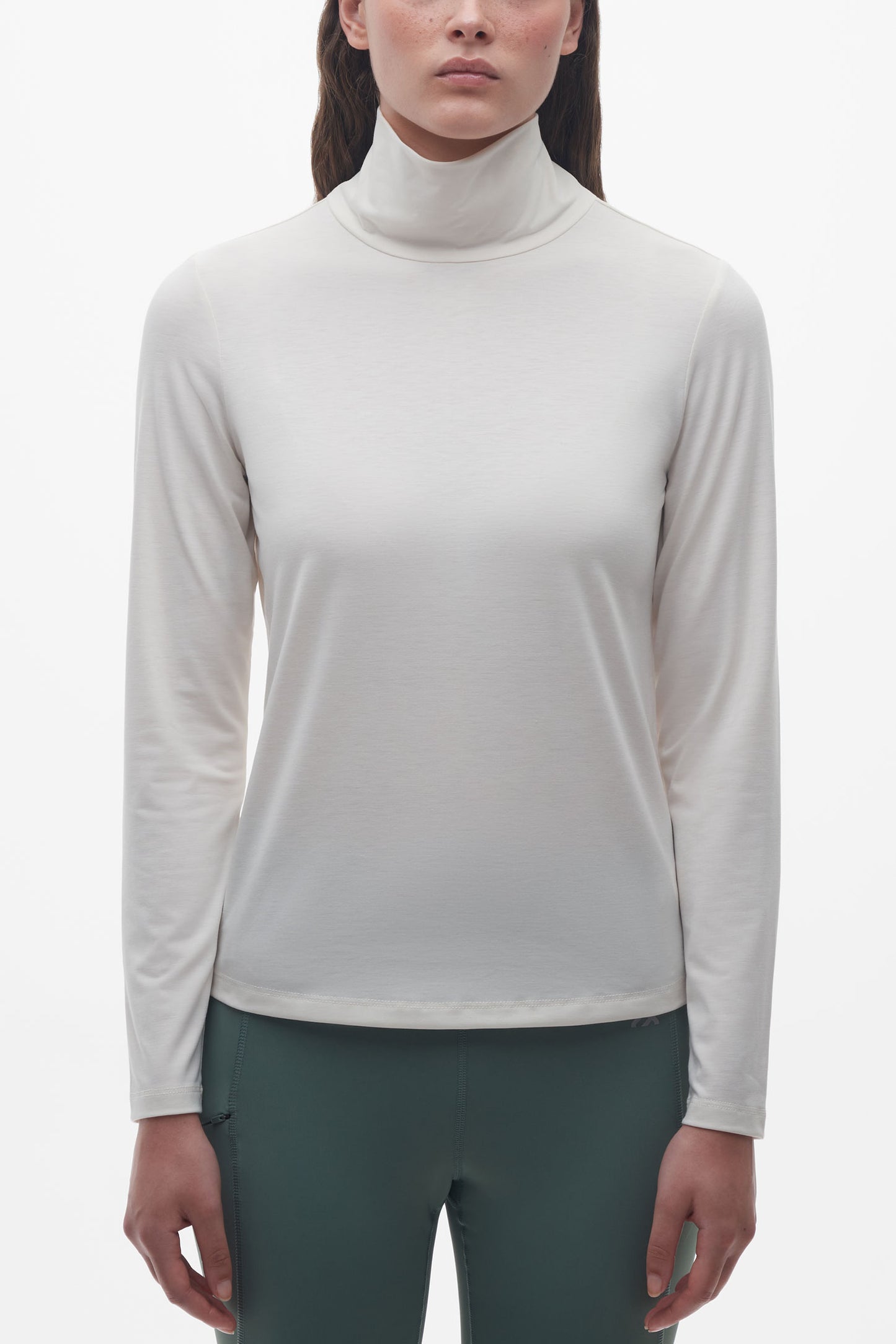 T-shirt en lyocell à manches longues - Femme && BLANC CASSÉ