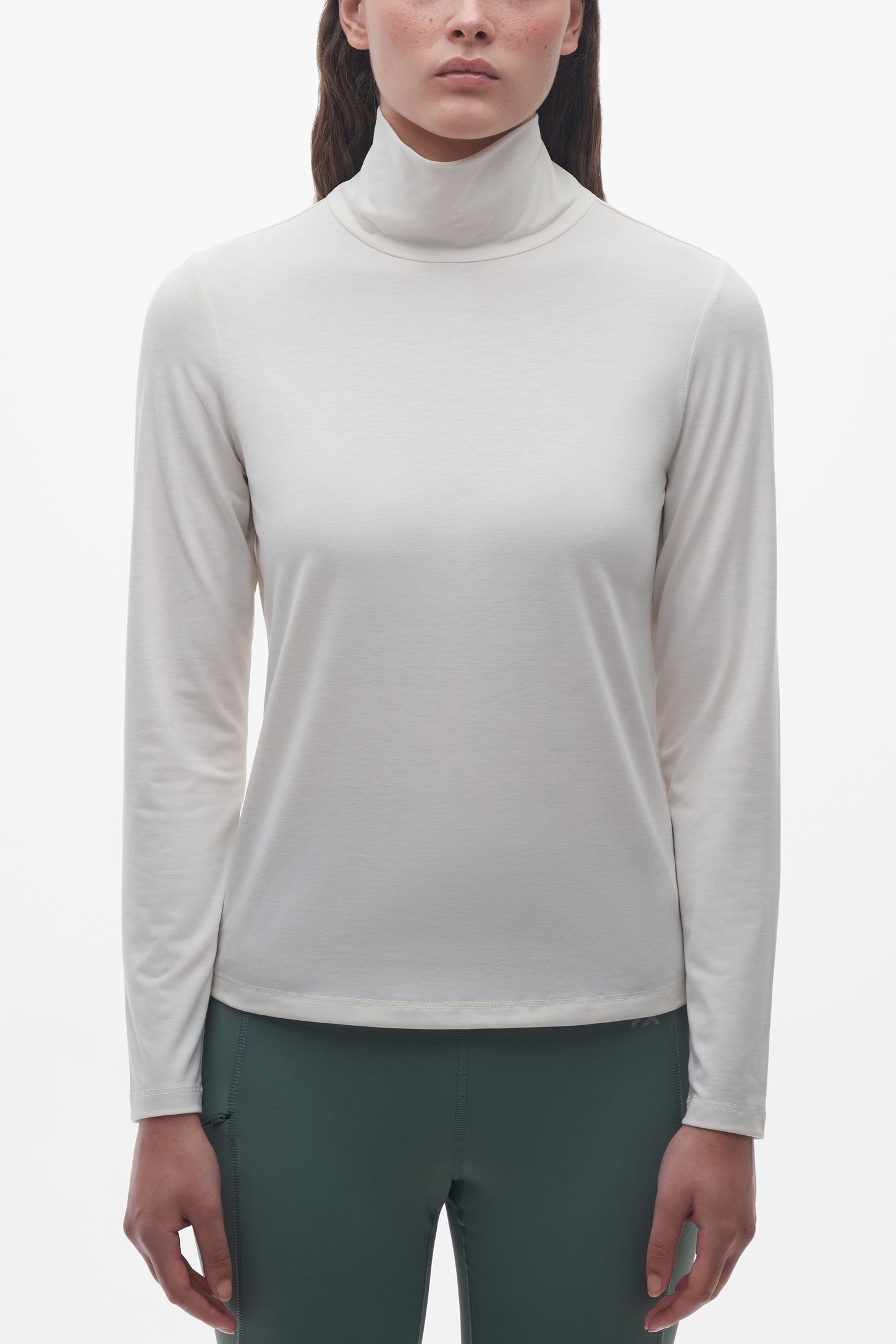 T-shirt en lyocell à manches longues - Femme && BLANC CASSÉ