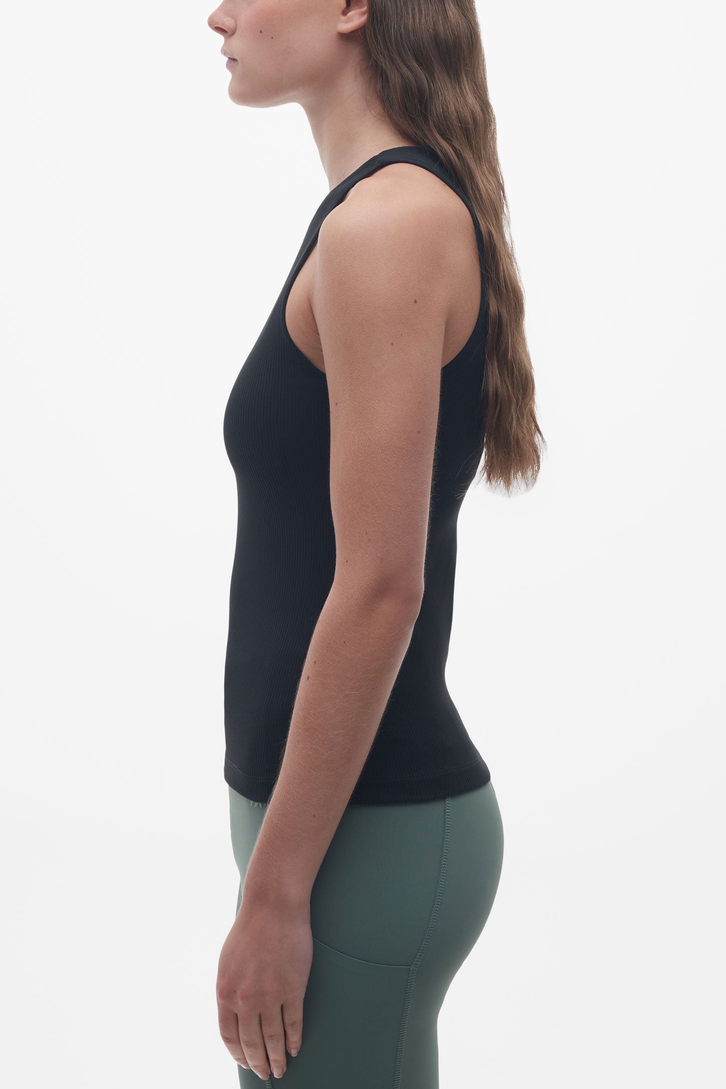 Camisole côtelée extensible 4 sens - Femme && NOIR