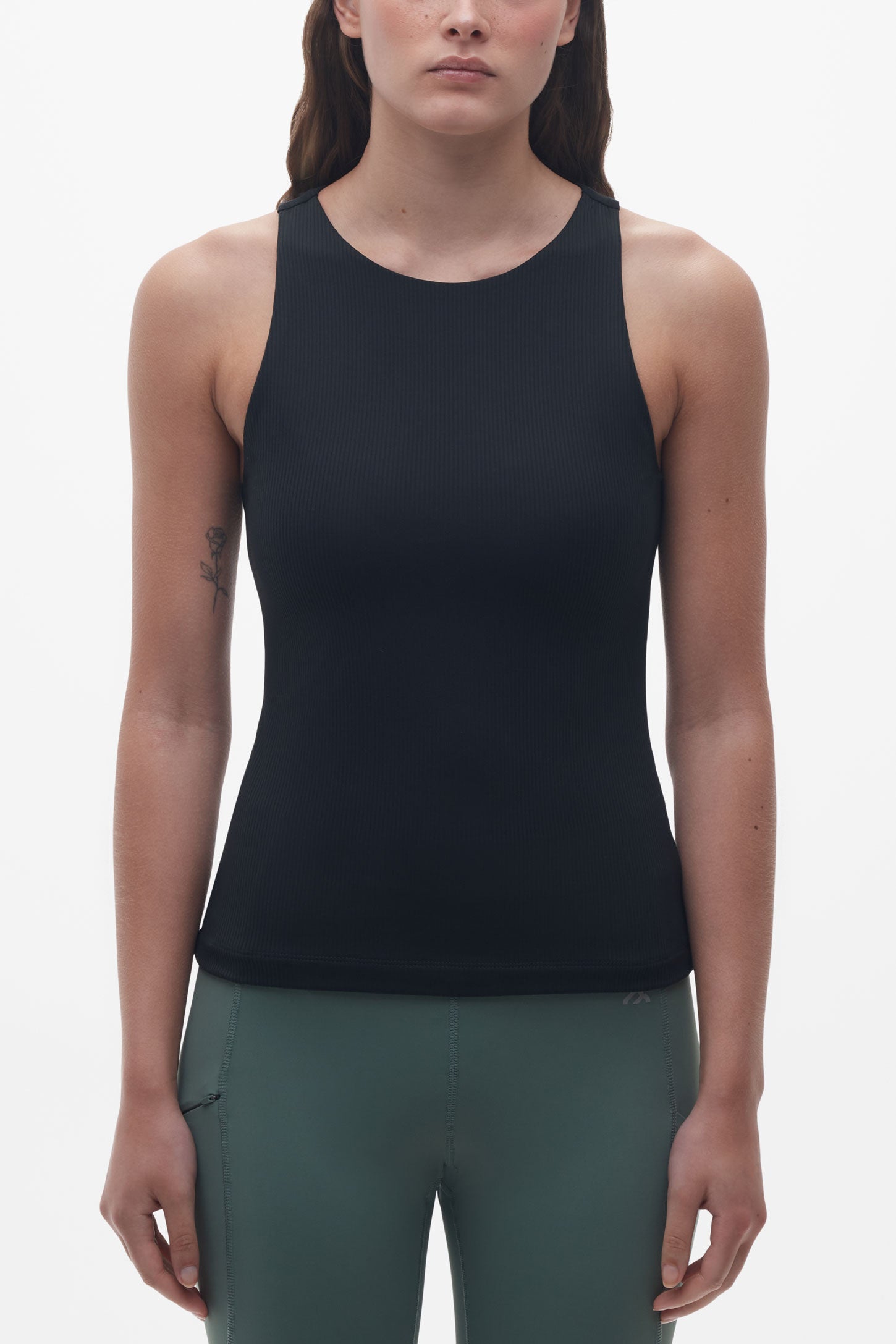 Camisole côtelée extensible 4 sens - Femme && NOIR