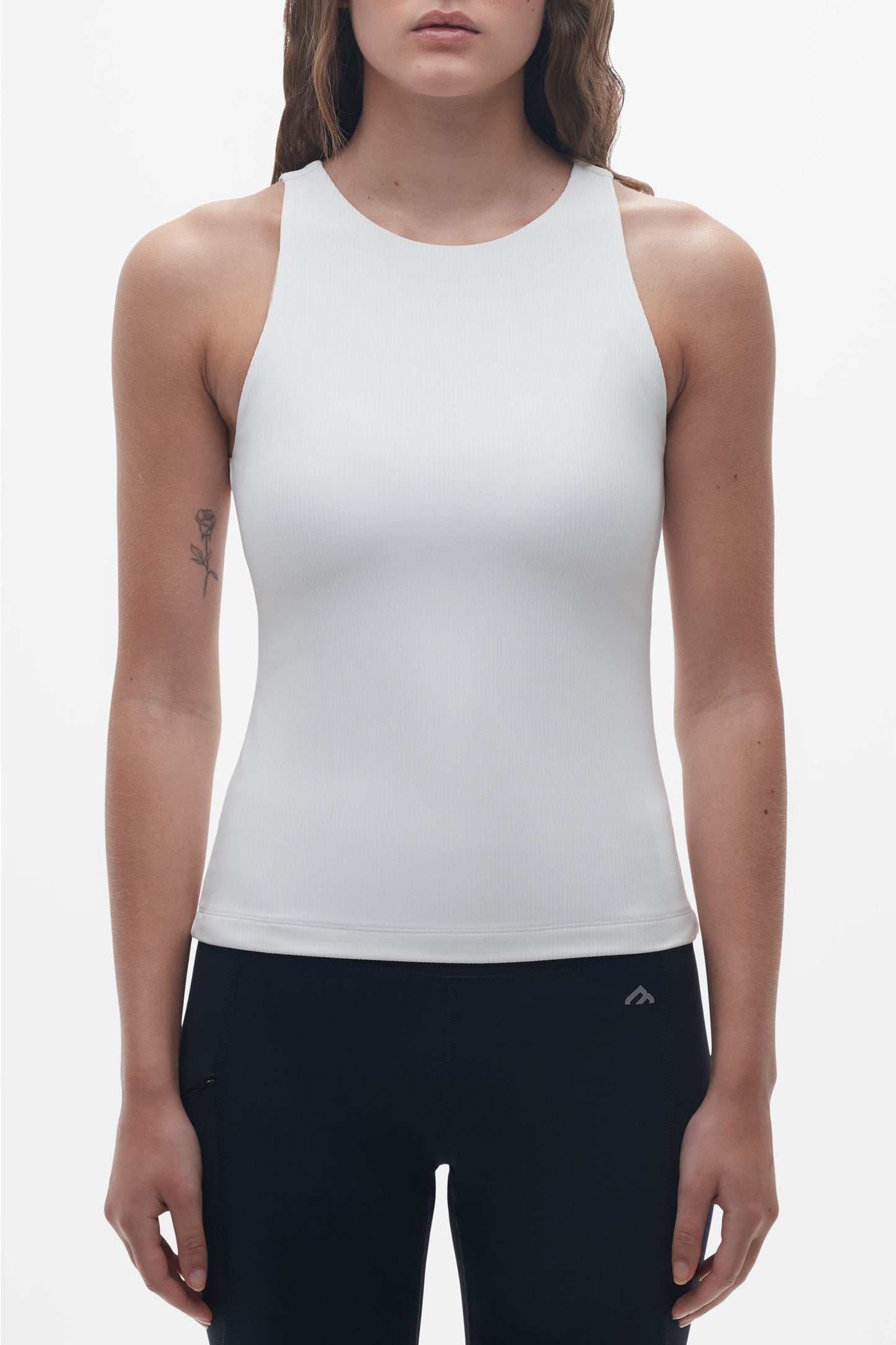 Camisole côtelée extensible 4 sens - Femme && BLANC CASSÉ