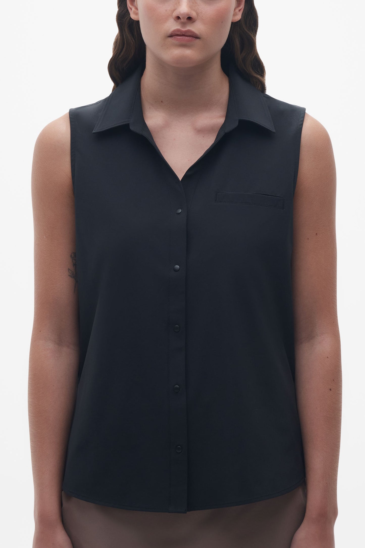 Chemise sans manches résistante aux taches - Femme && NOIR