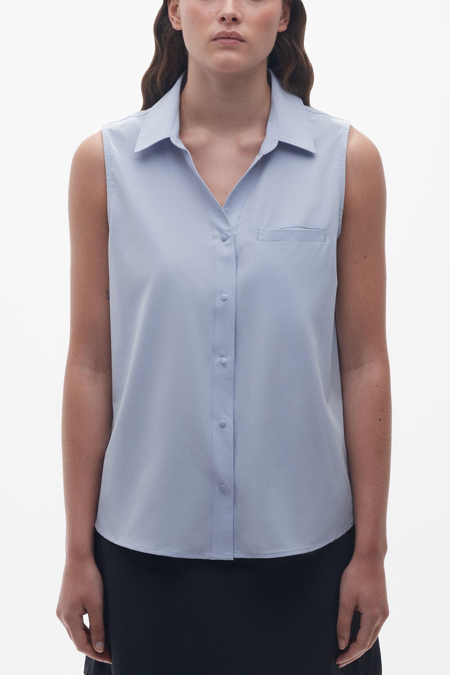 Chemise sans manches résistante aux taches - Femme && BLEU