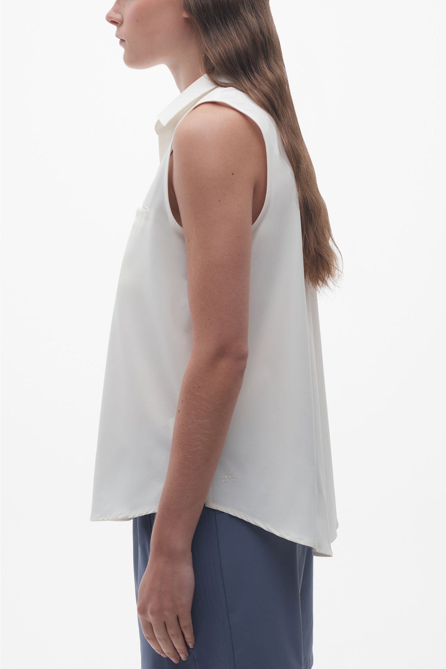 Chemise sans manches résistante aux taches - Femme && BLANC CASSÉ