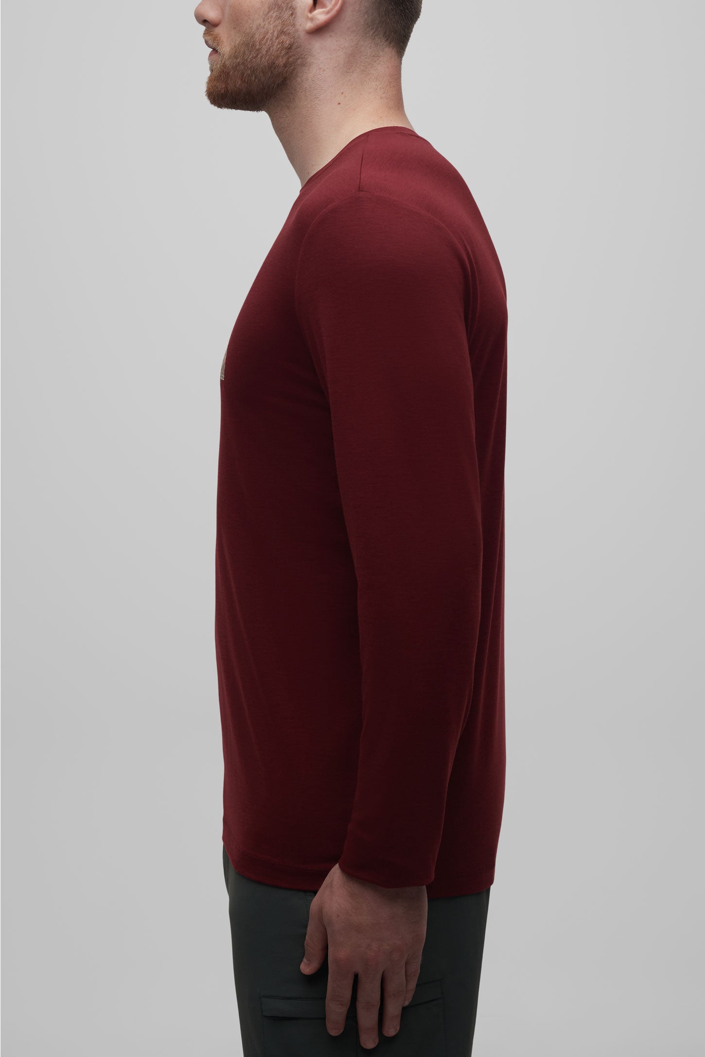 T-shirt respirant en laine mérinos - Homme && BOURGOGNE