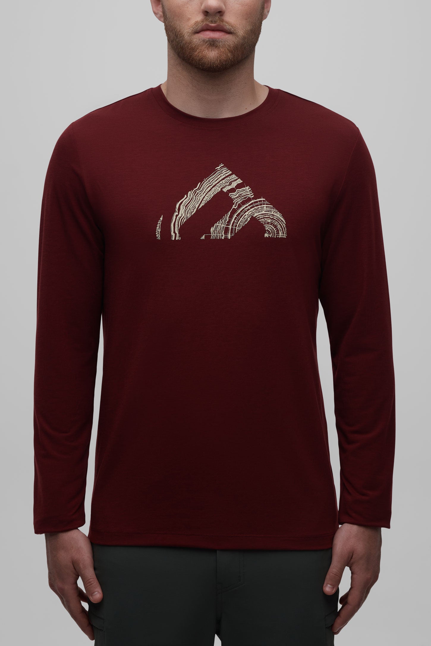 T-shirt respirant en laine mérinos - Homme && BOURGOGNE