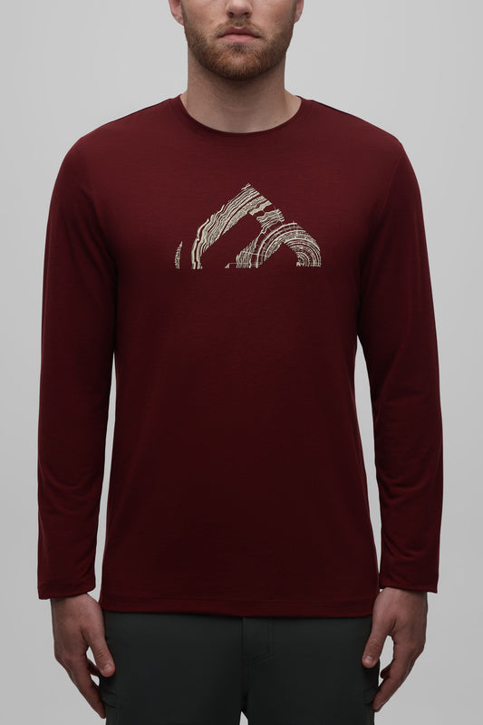 T-shirt respirant en laine mérinos - Homme && BOURGOGNE
