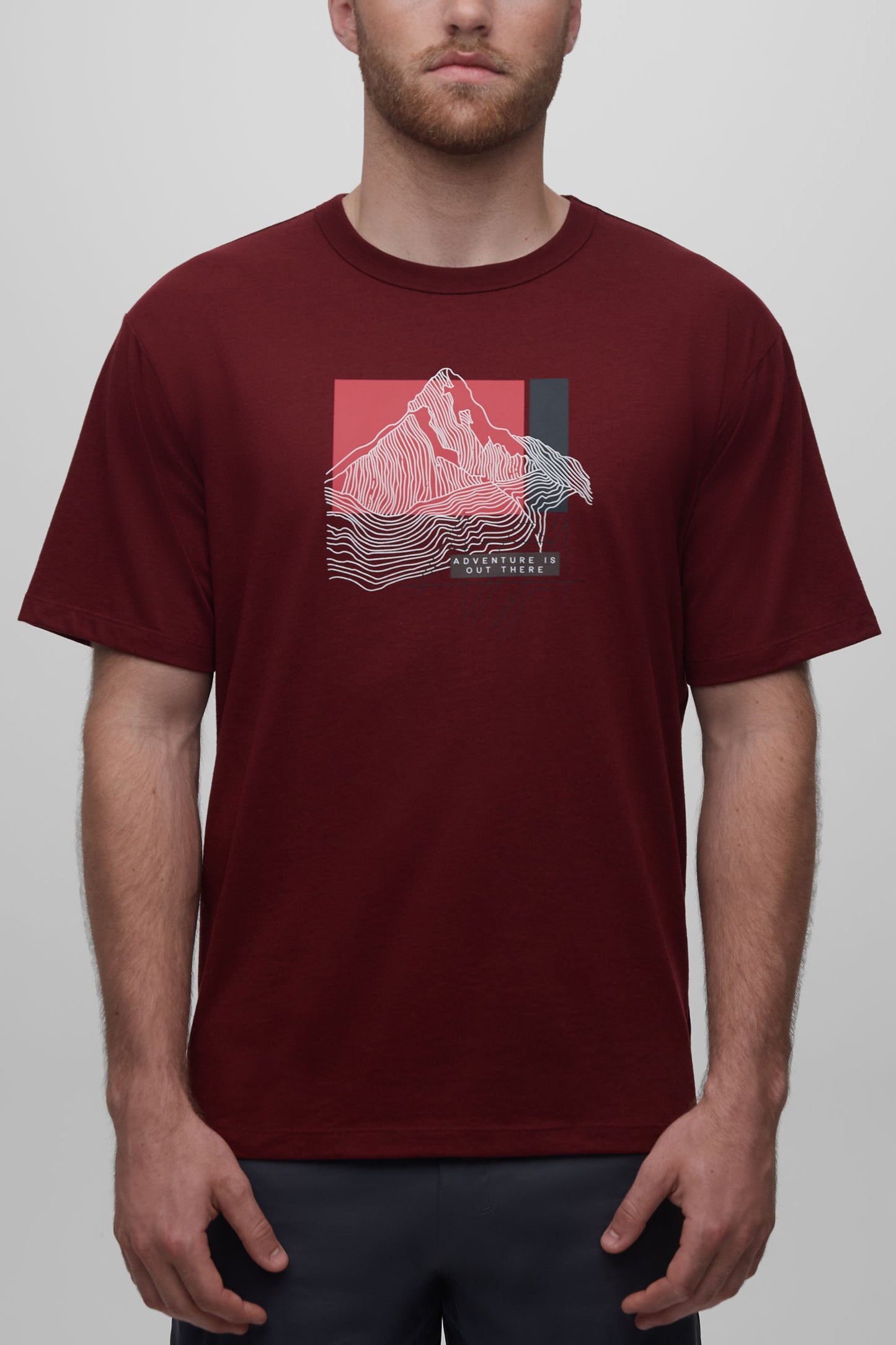 T-shirt en coton recyclé et organique - Homme && BOURGOGNE