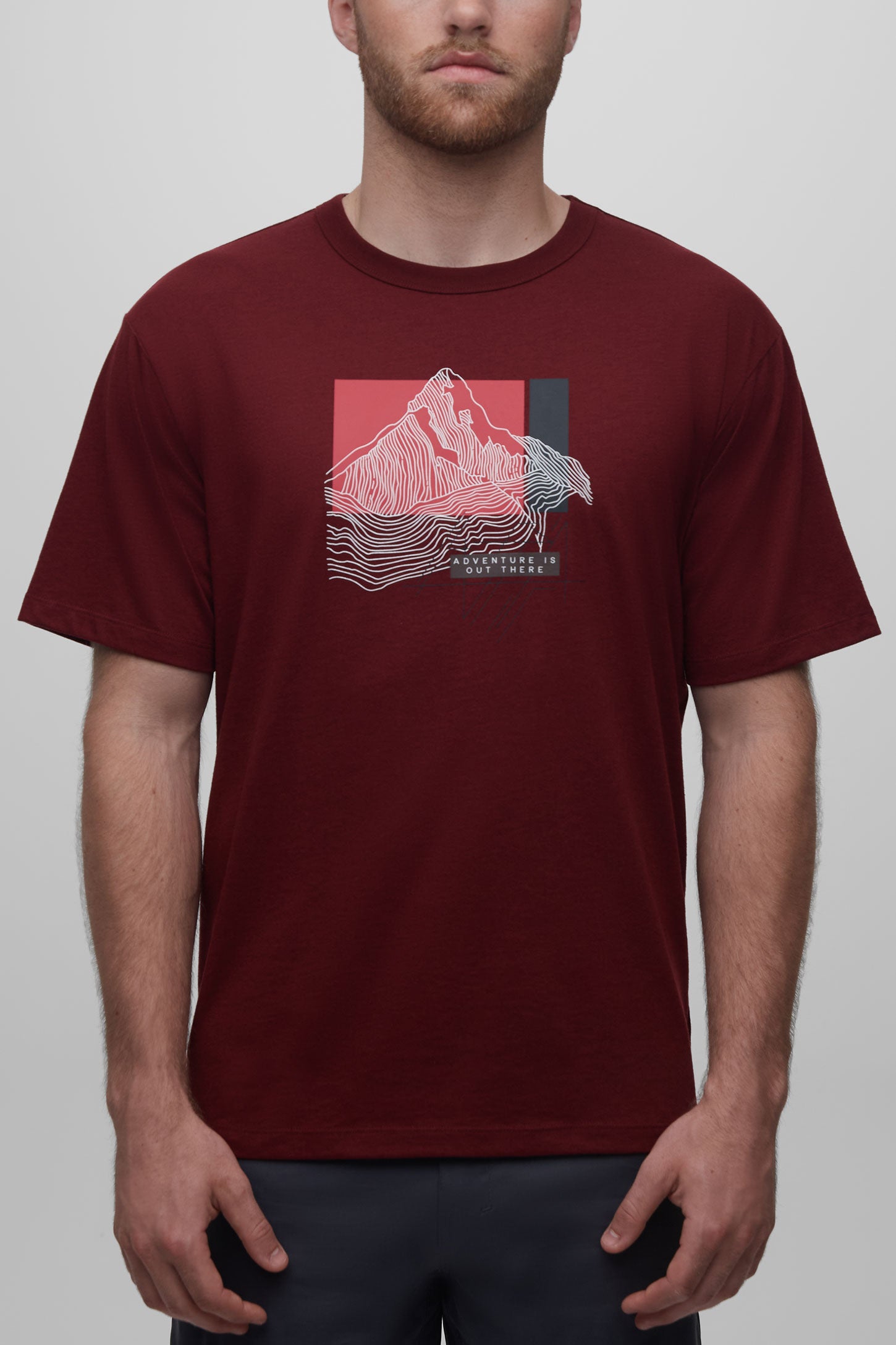 T-shirt en coton recyclé et organique - Homme && BOURGOGNE