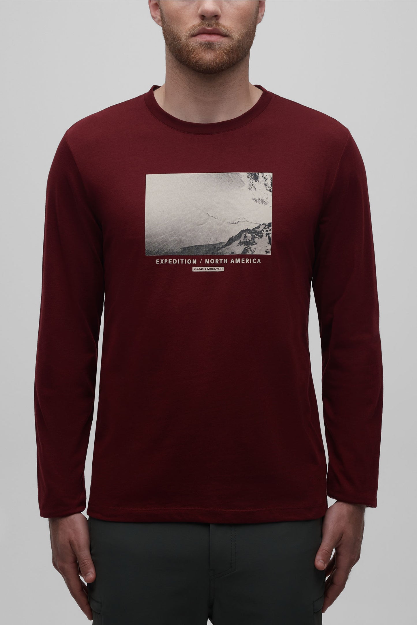 T-shirt à manches longues en coton organique - Homme && BOURGOGNE