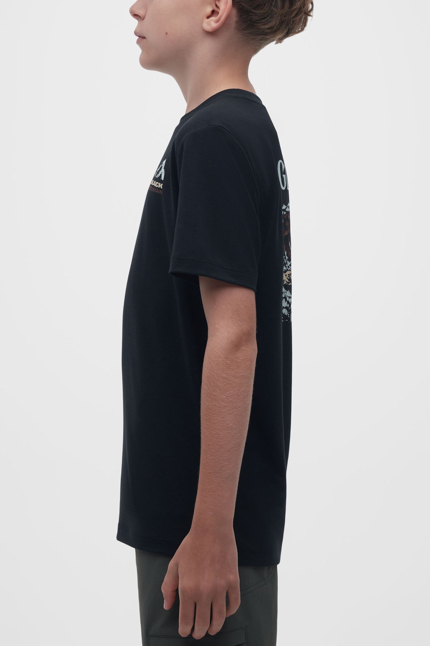 T-shirt col rond mérinos - Ado garçon && NOIR