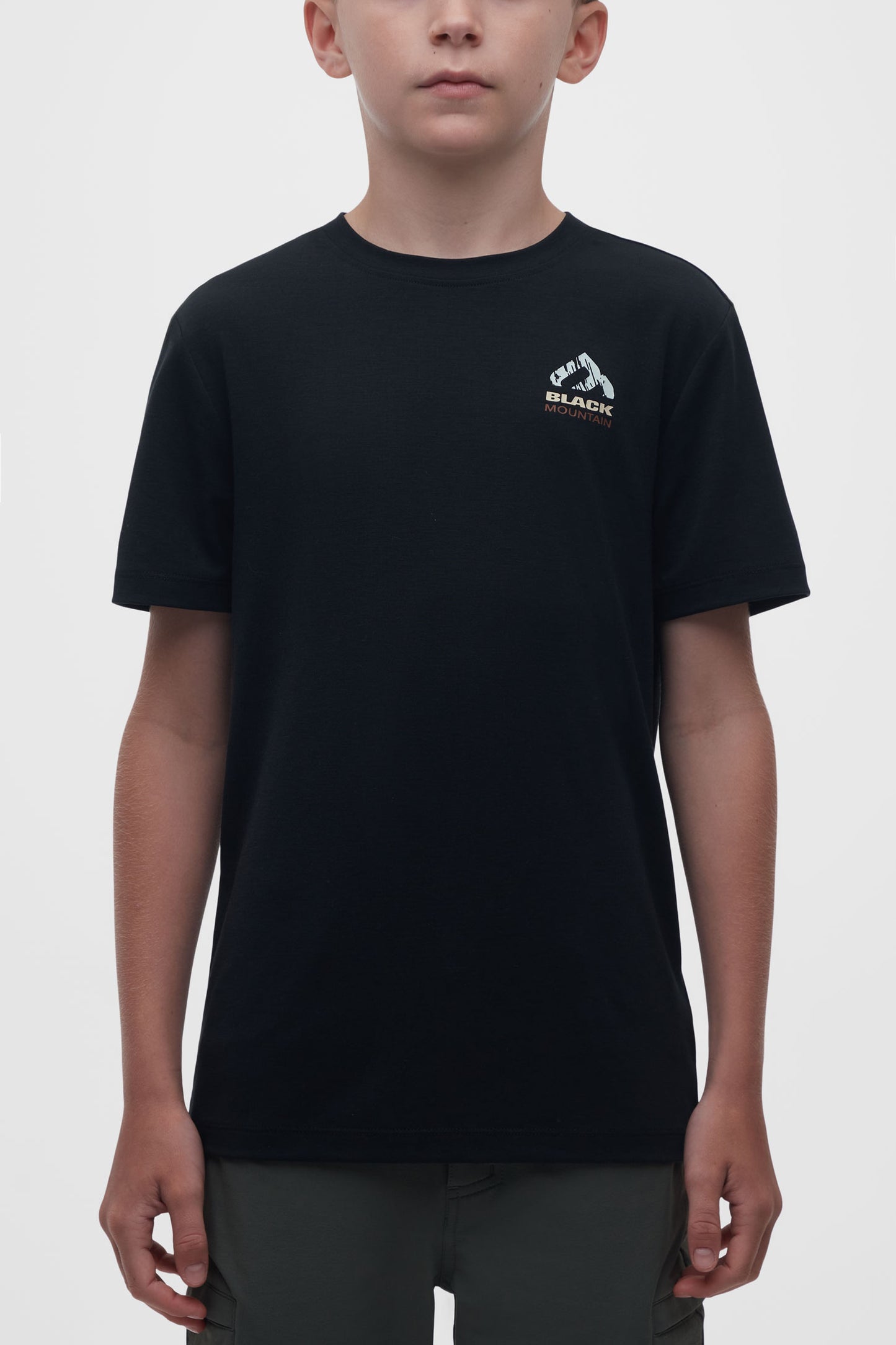 T-shirt col rond mérinos - Ado garçon && NOIR