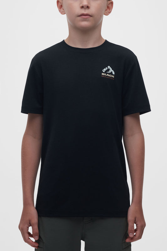 T-shirt col rond mérinos - Ado garçon && NOIR
