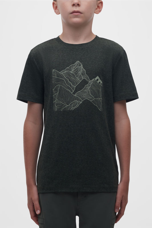 T-shirt col rond mérinos - Ado garçon && KAKI