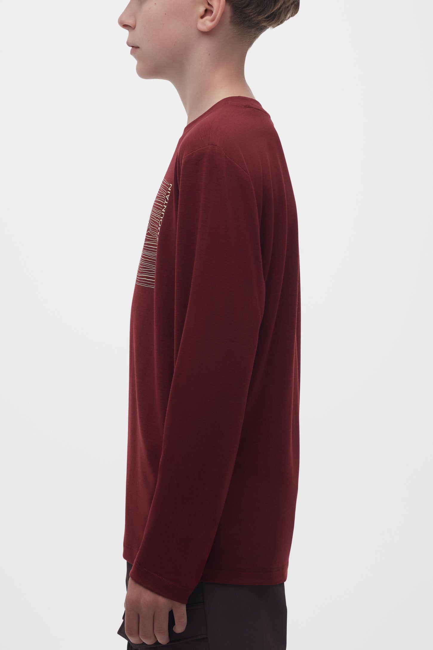 Chandail manches longues mérinos - Ado garçon && BOURGOGNE