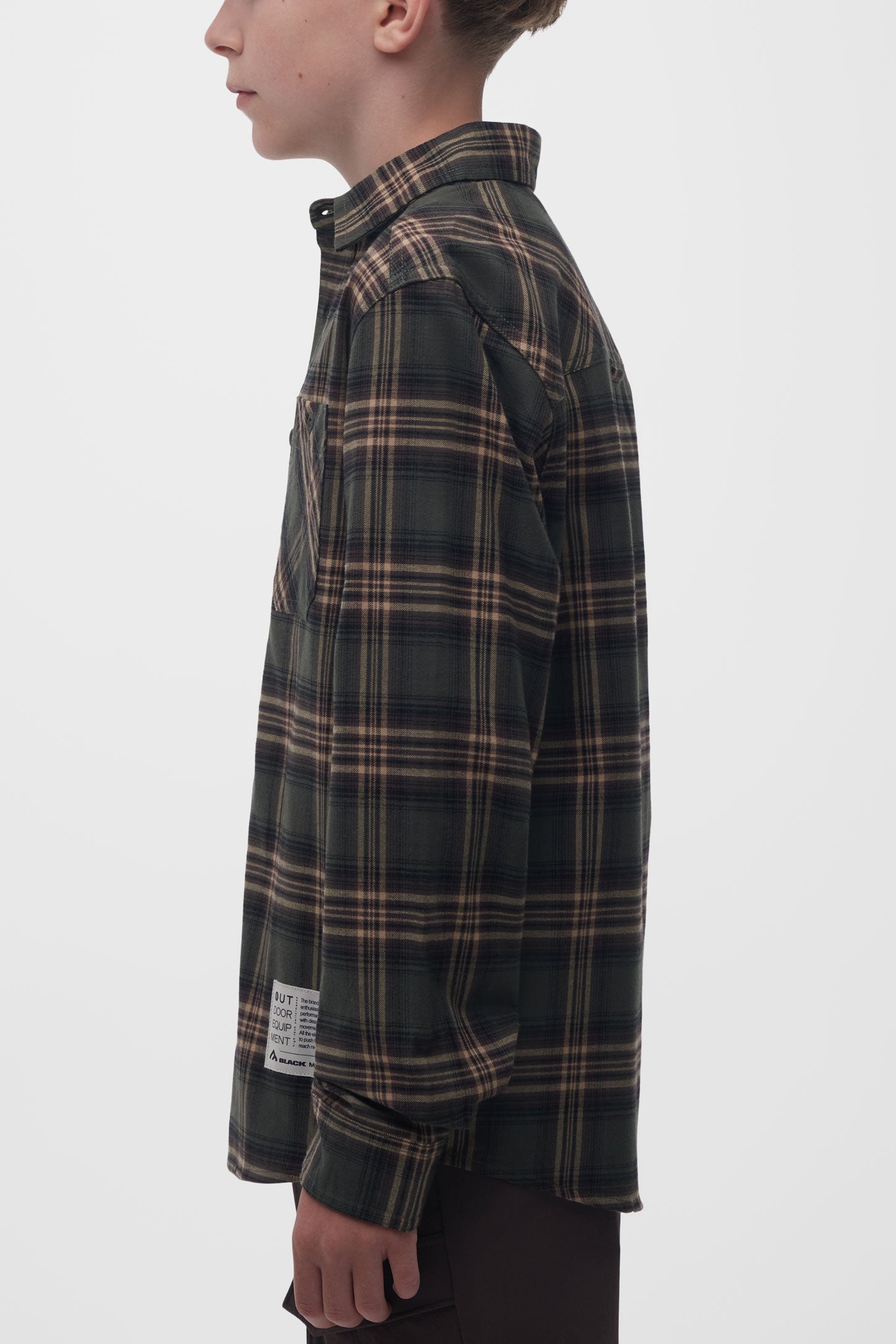 Chemise à carreaux en flanelle - Ado garçon && KAKI/MULTI
