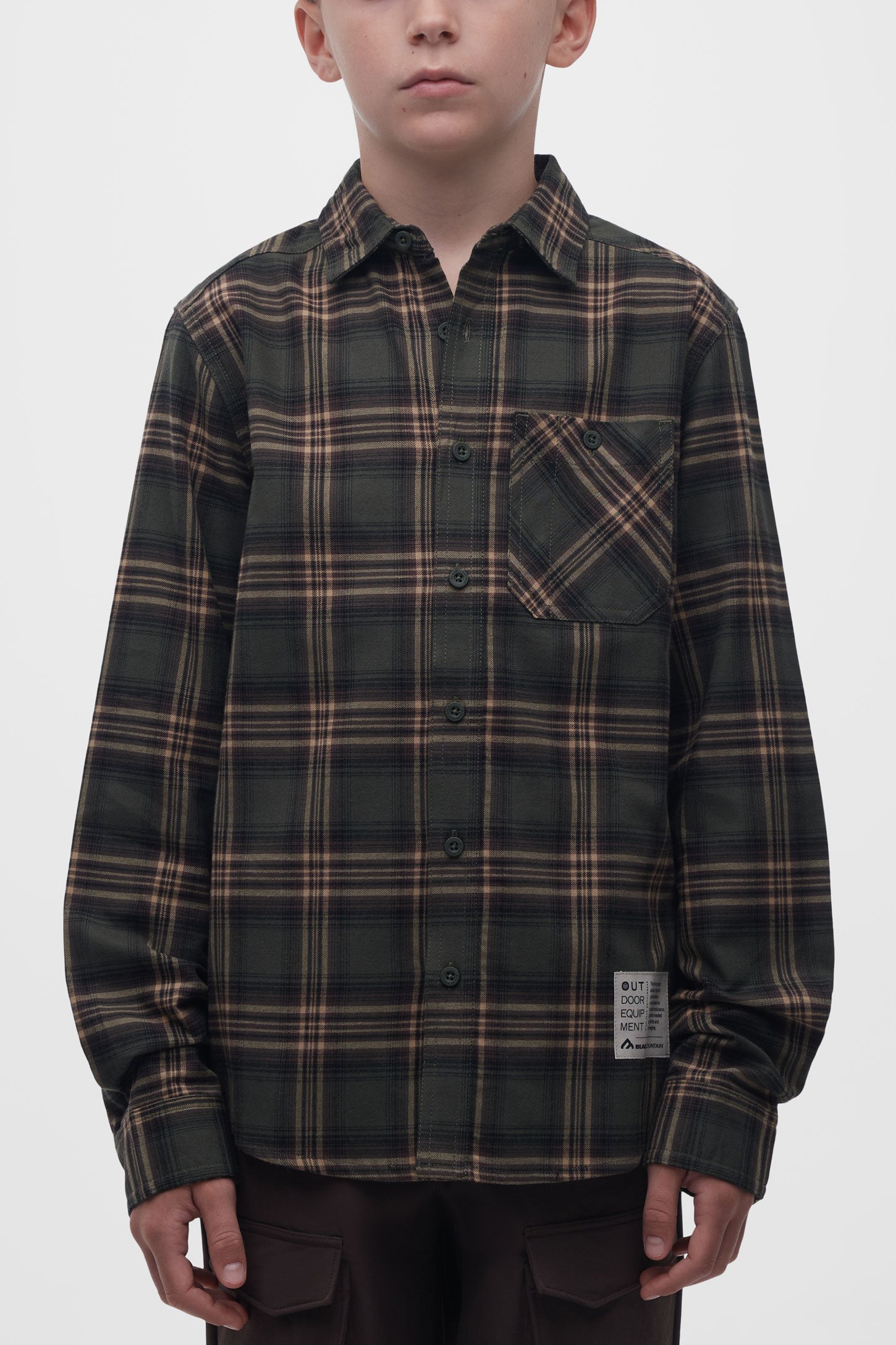Chemise à carreaux en flanelle - Ado garçon && KAKI/MULTI