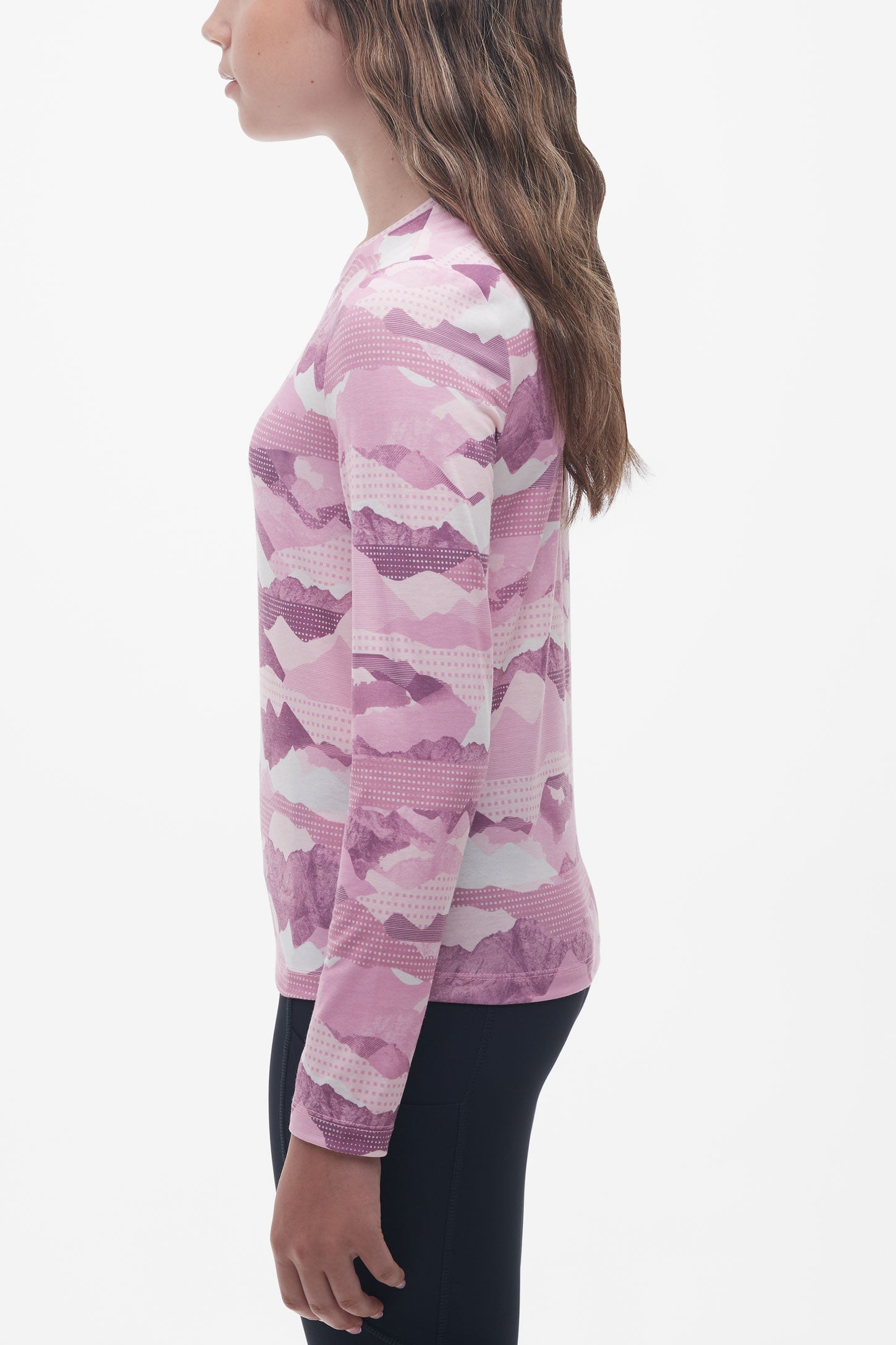 Chandail manches longues mérinos - Ado fille && MAUVE/MULTI