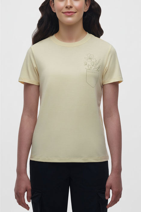 T-shirt col rond lyocell - Ado fille && JAUNE