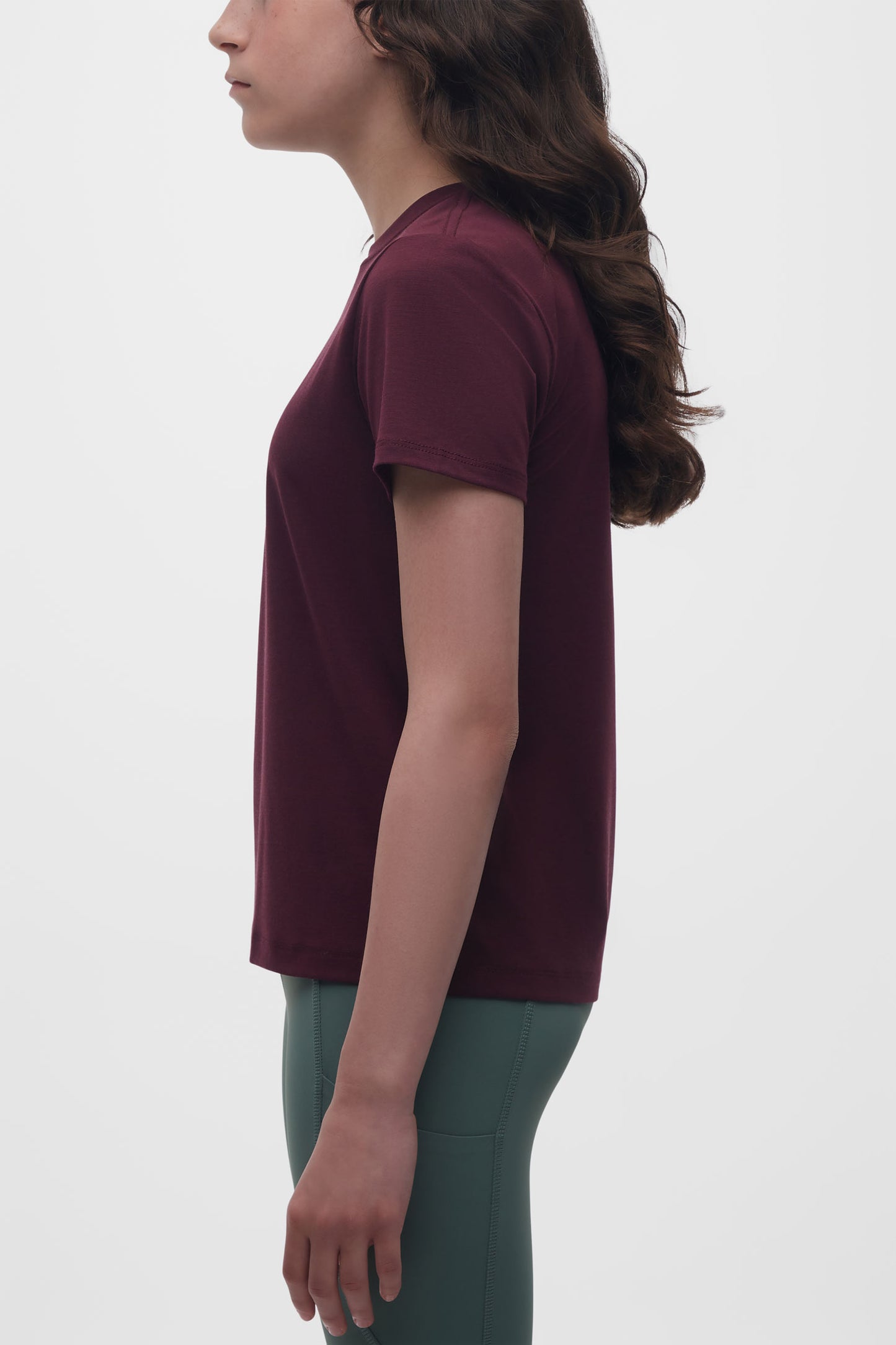 T-shirt col rond lyocell - Ado fille && ROUGE VIN