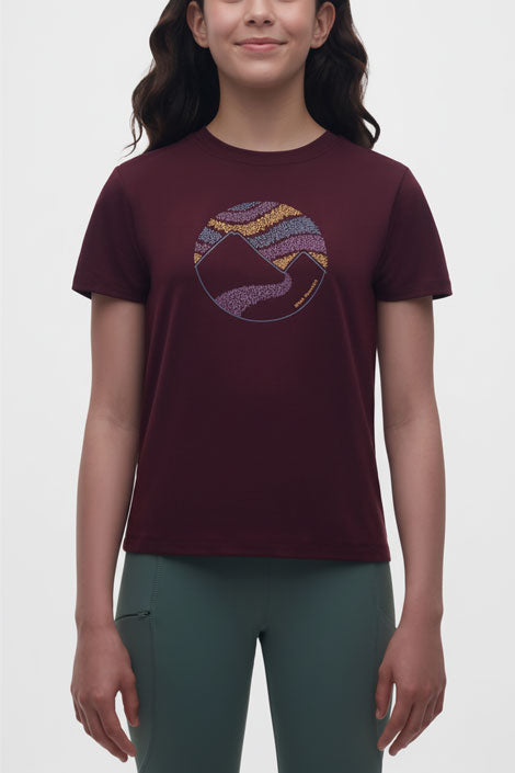 T-shirt col rond lyocell - Ado fille && ROUGE VIN