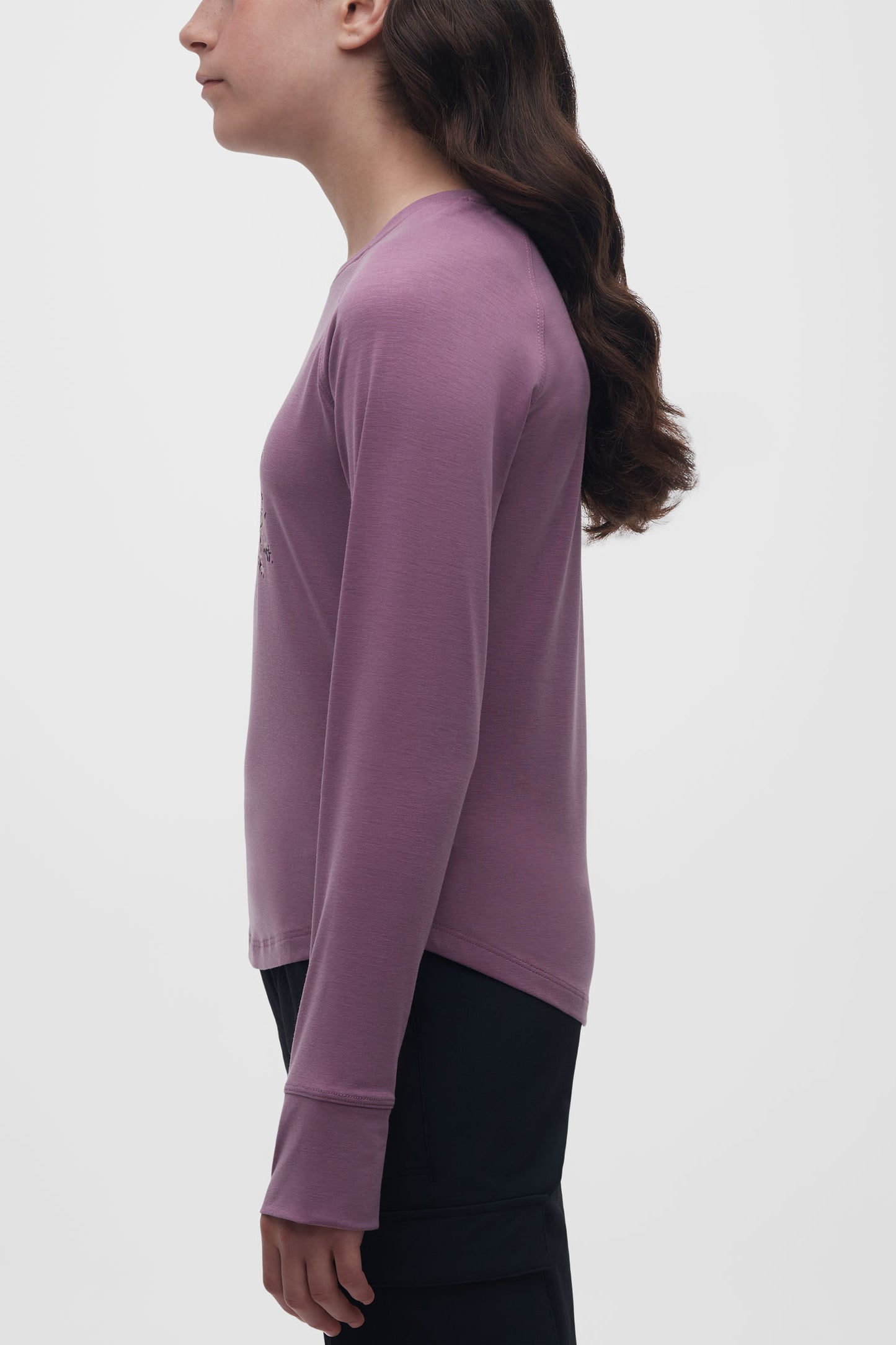 Chandail manches longues en lyocell - Ado fille && MAUVE FONCE