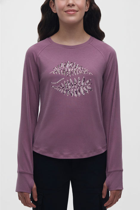 Chandail manches longues en lyocell - Ado fille && MAUVE FONCE