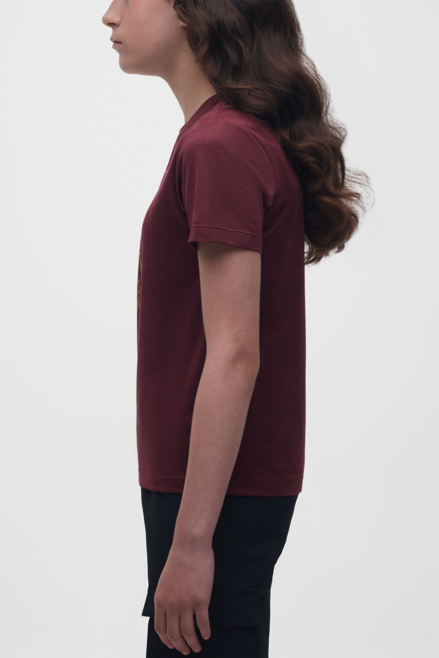 T-shirt col rond sport - Ado fille && ROUGE VIN