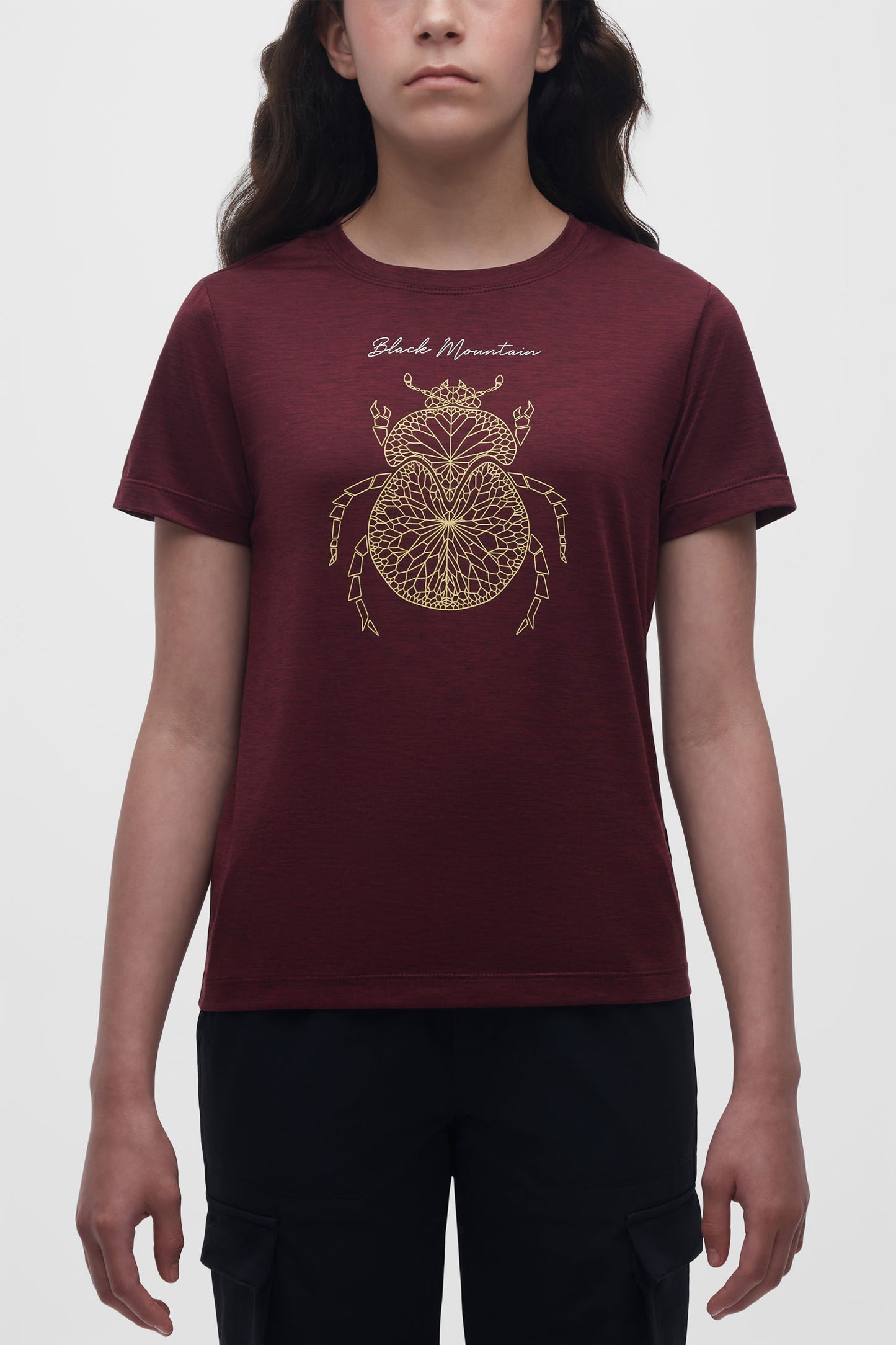 T-shirt col rond sport - Ado fille && ROUGE VIN