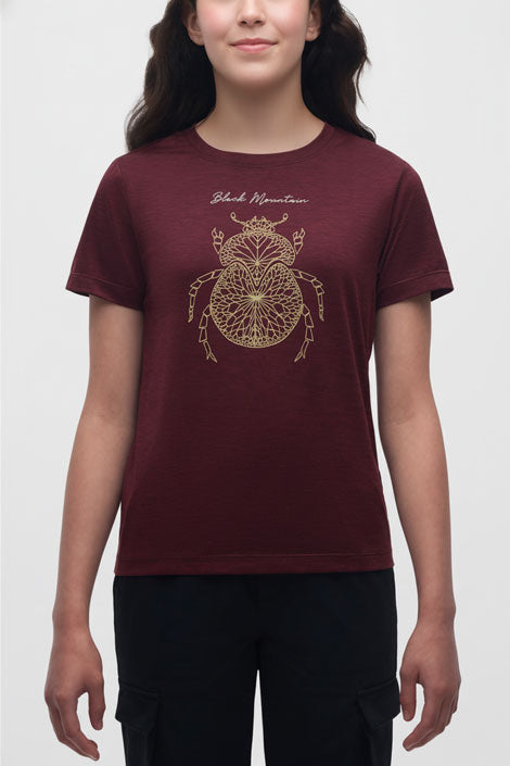 T-shirt col rond sport - Ado fille && ROUGE VIN