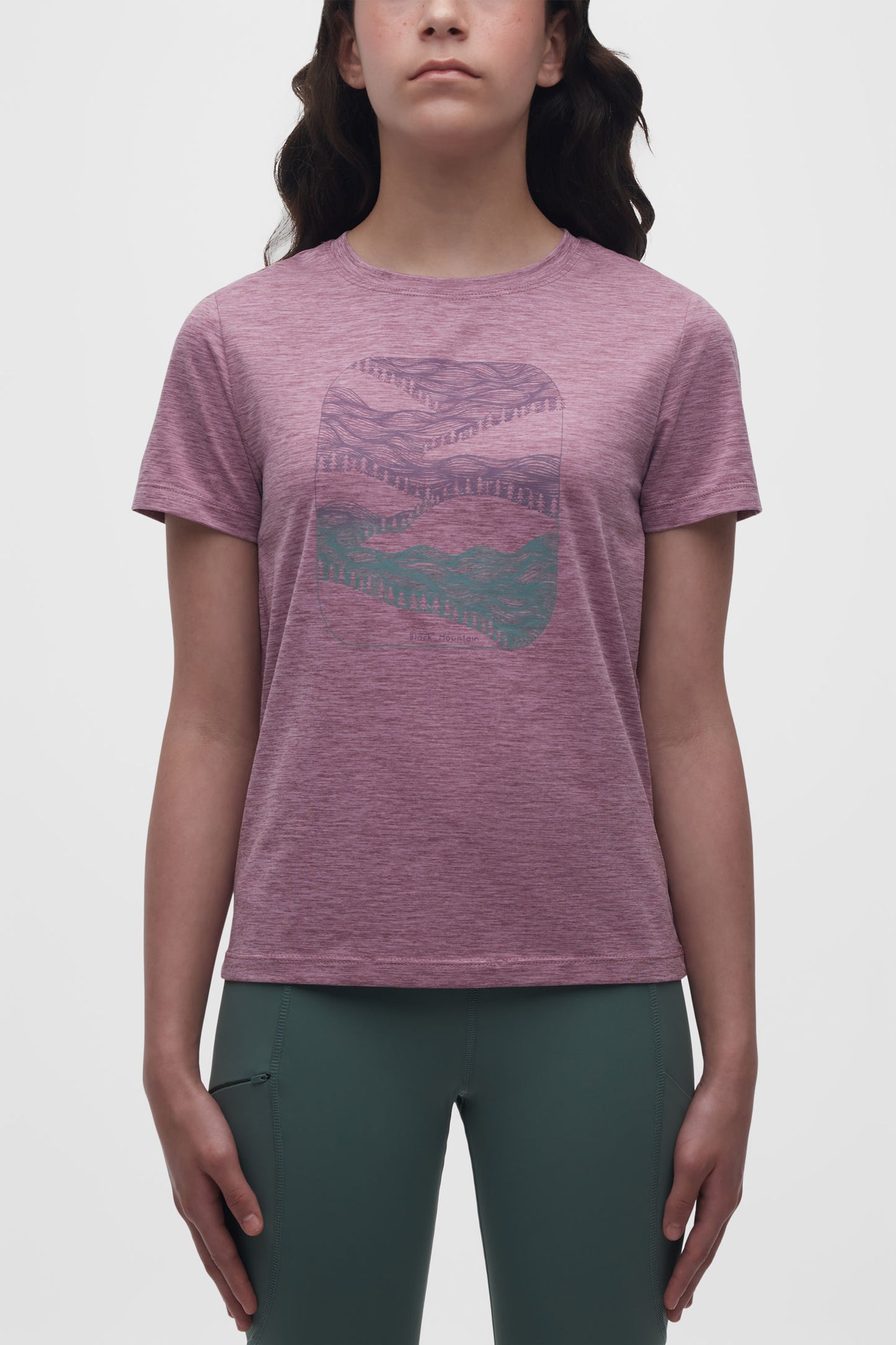 T-shirt col rond sport - Ado fille && MAUVE MIX