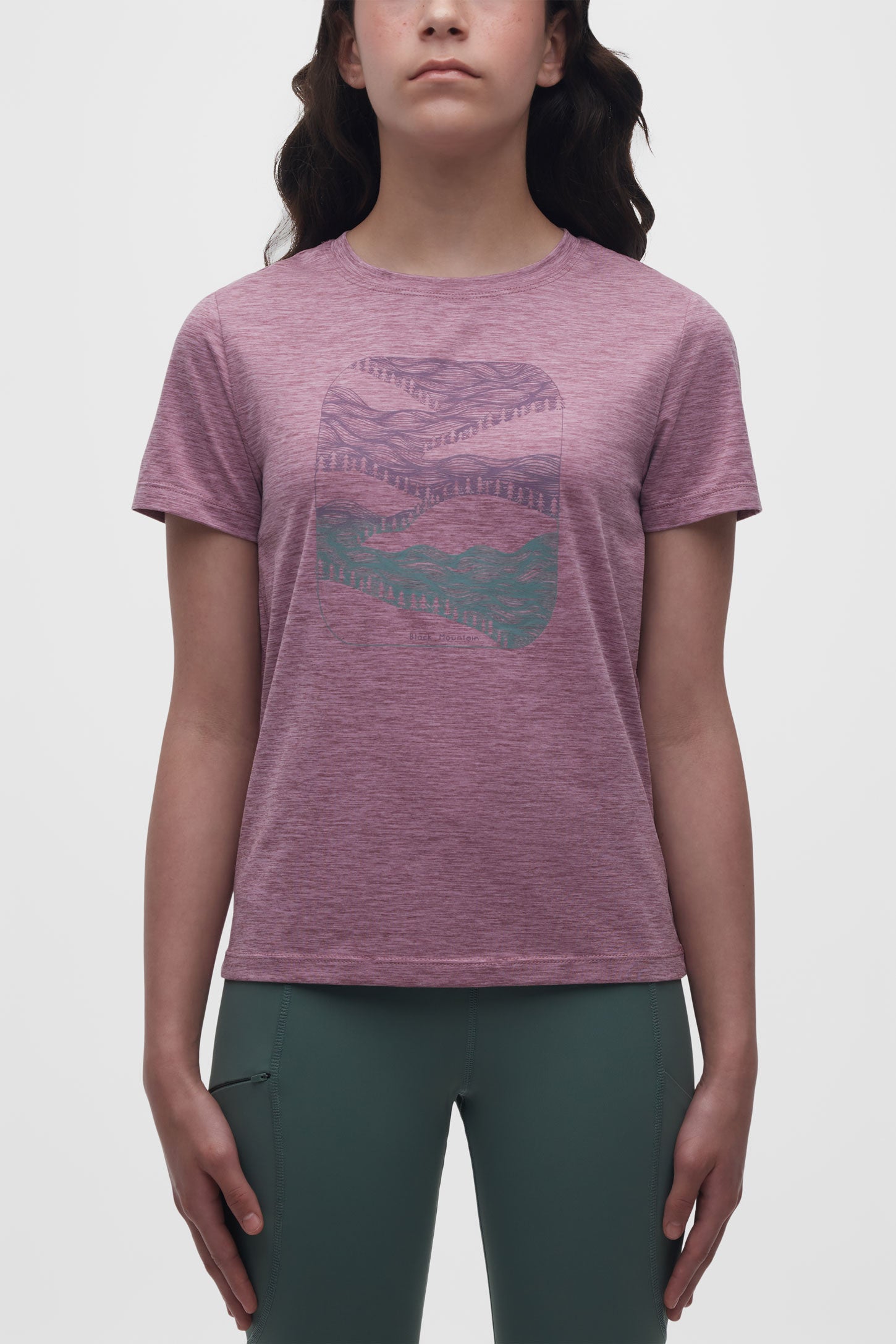 T-shirt col rond sport - Ado fille && MAUVE MIX