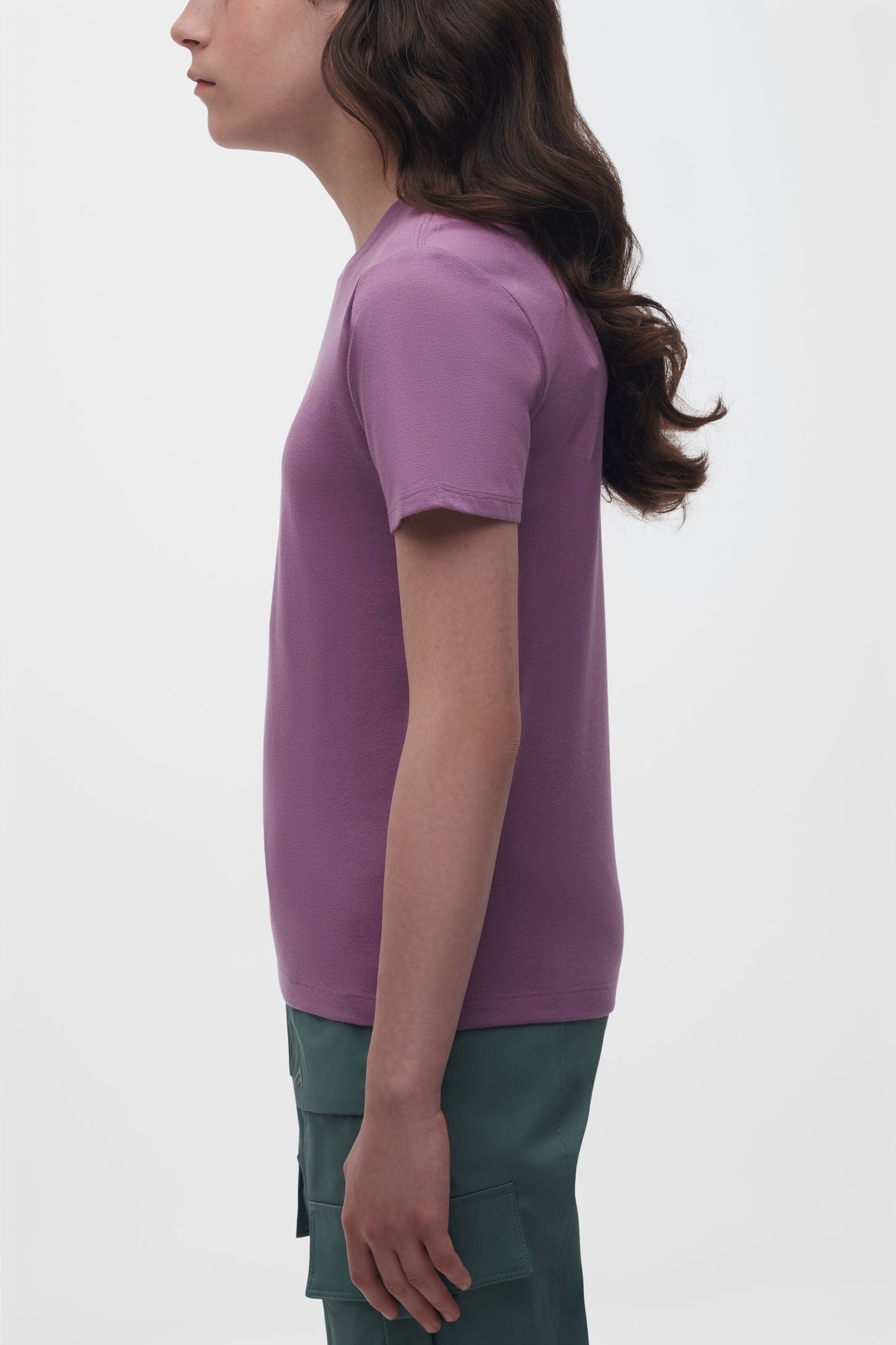 T-shirt col rond organique - Ado fille && MAUVE FONCE
