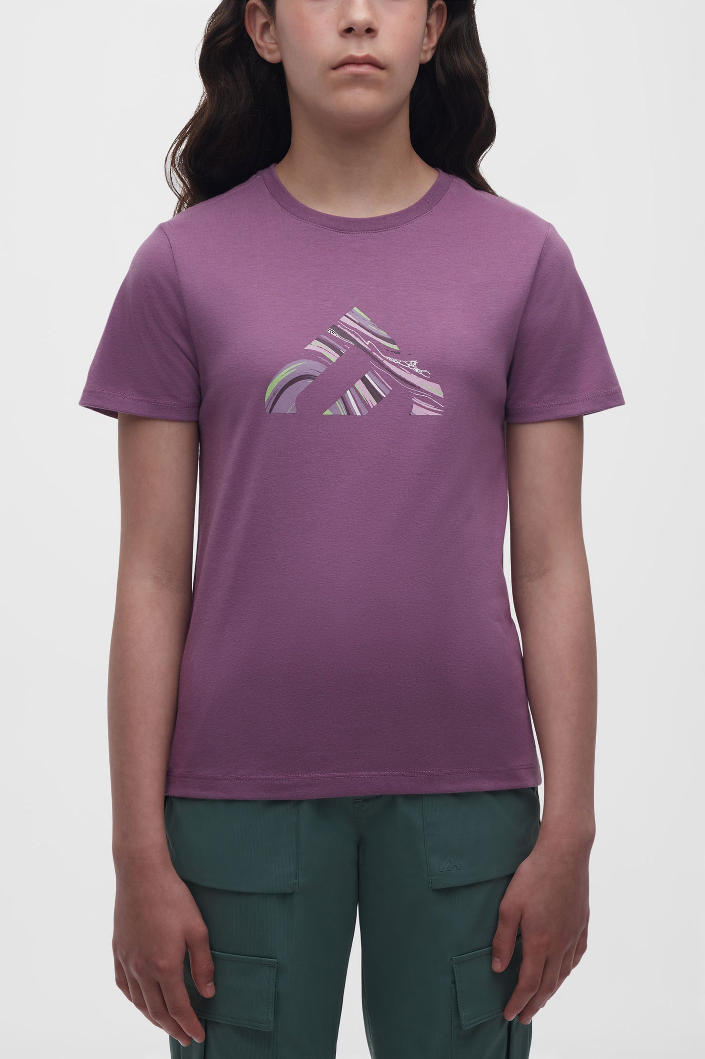 T-shirt col rond organique - Ado fille && MAUVE FONCE