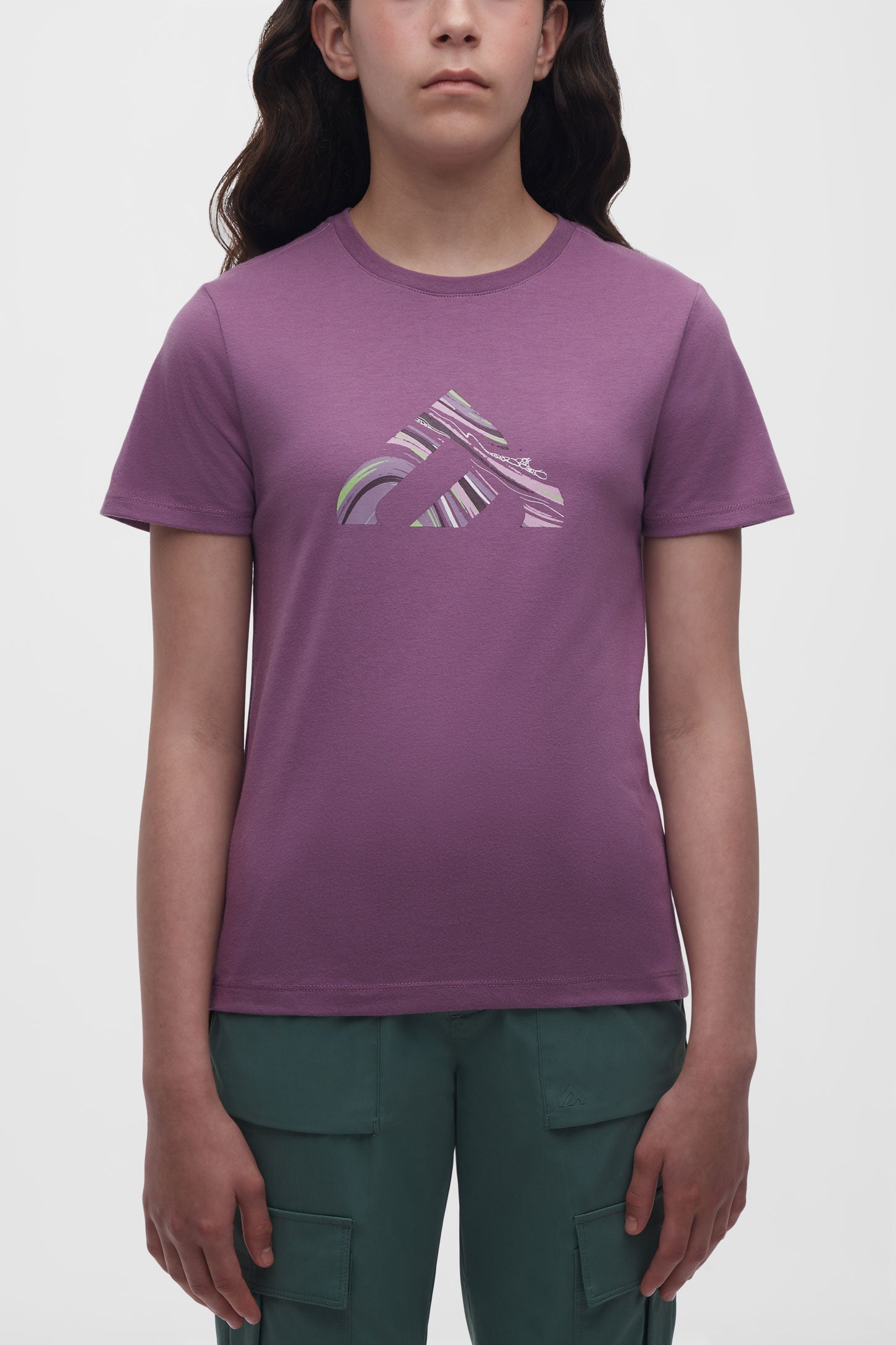 T-shirt col rond organique - Ado fille && MAUVE FONCE