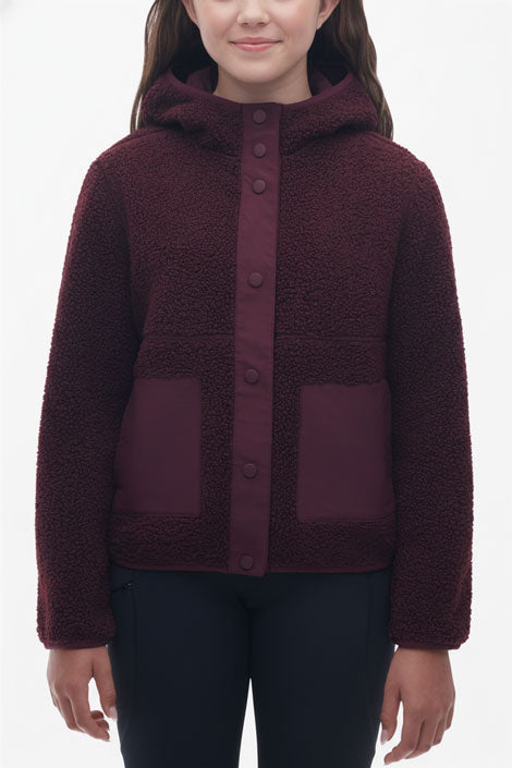Veste ultradouce en sherpa - Ado fille && ROUGE VIN