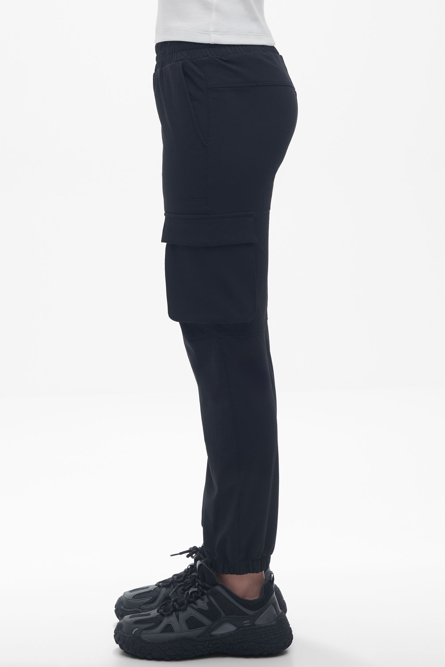 Pantalon cargo ultra-extensible - Ado fille && NOIR
