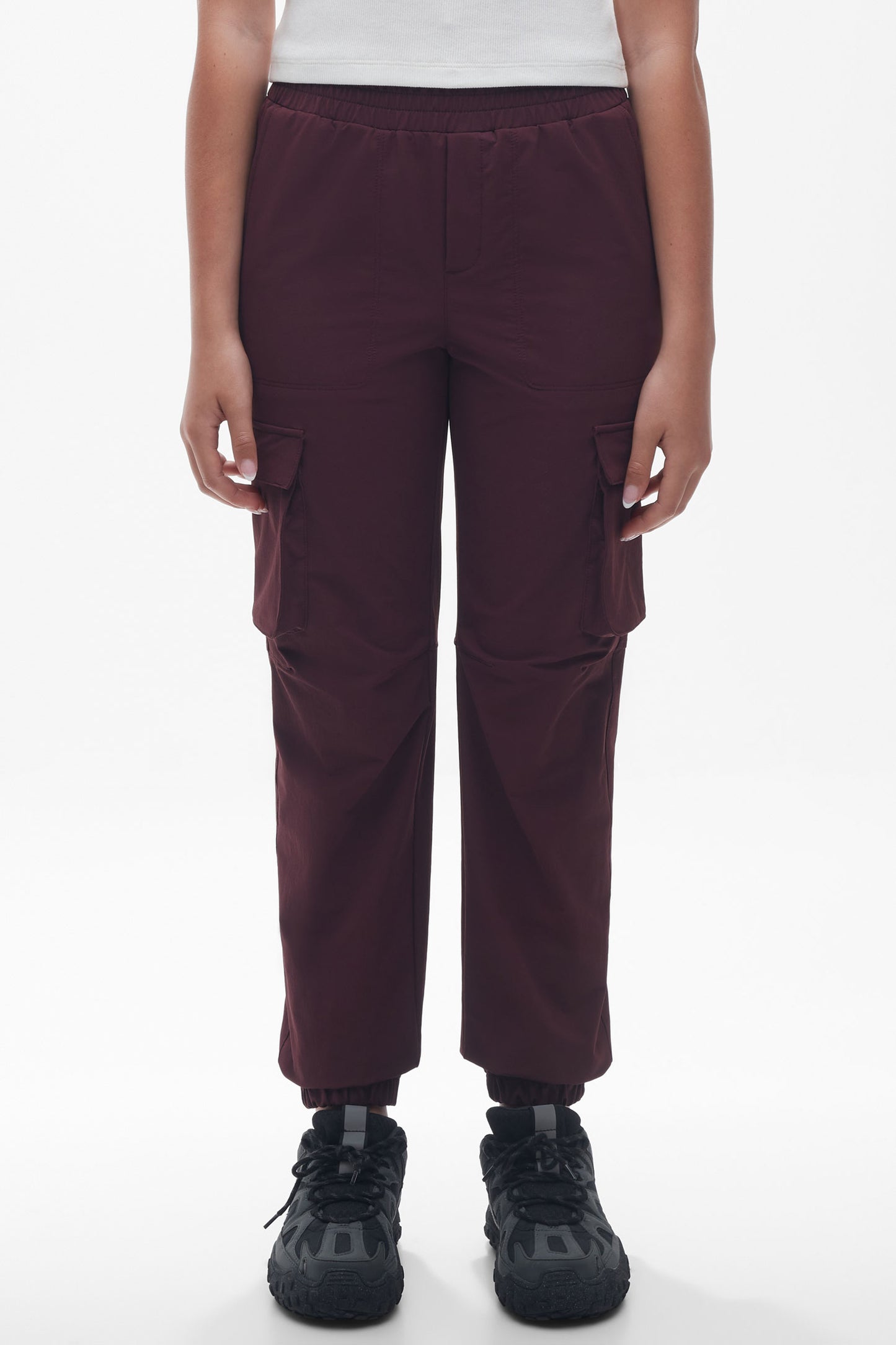 Pantalon cargo ultra-extensible - Ado fille && ROUGE VIN